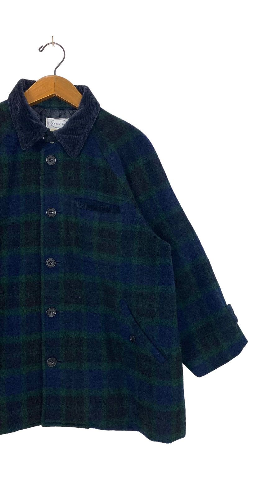 Japanese Brand Rare‼️ Vtg Checkout Wool Tartan Jacket Corduroy Neck Japan Size US L / EU 52-54 / 3 - 3 Thumbnail