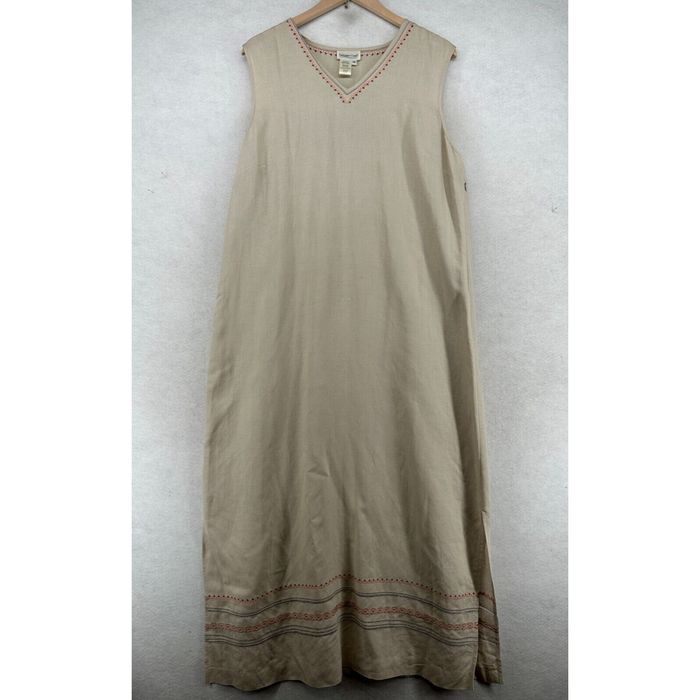 Coldwater Creek COLDWATER CREEK Maxi Dress XL Linen Blend Embroidered ...