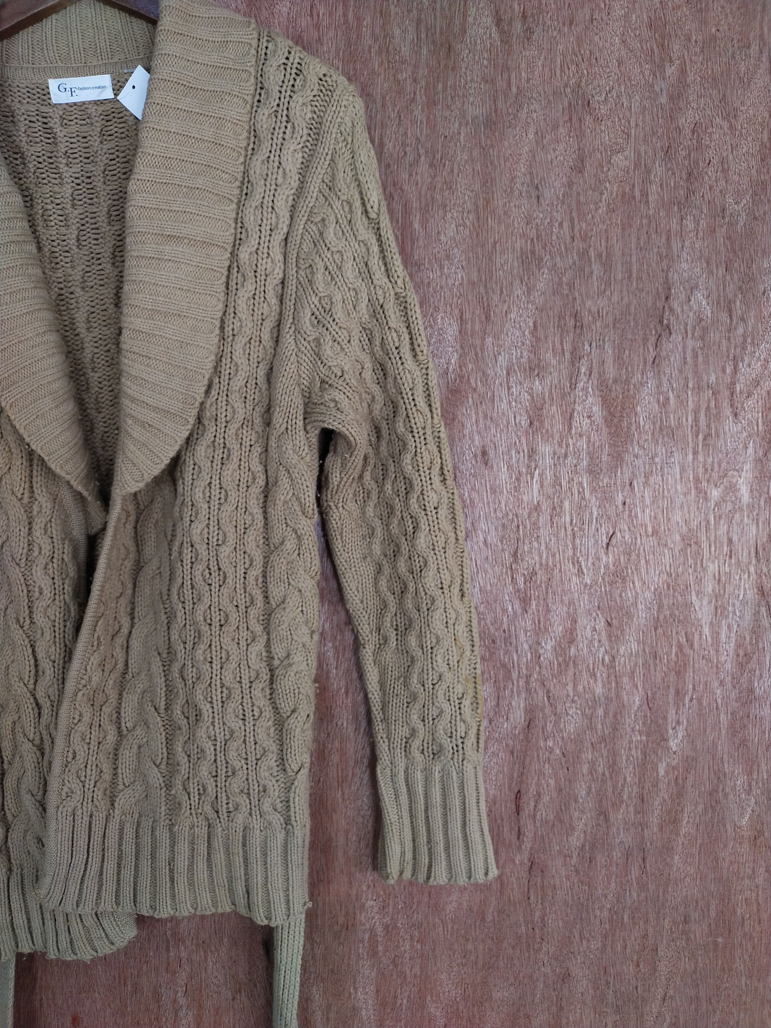 Aran Isles Knitwear × Japanese Brand G.F.Fasion brown aran isle cable knitwear cardigan #S050 Size US M / EU 48-50 / 2 - 5 Thumbnail