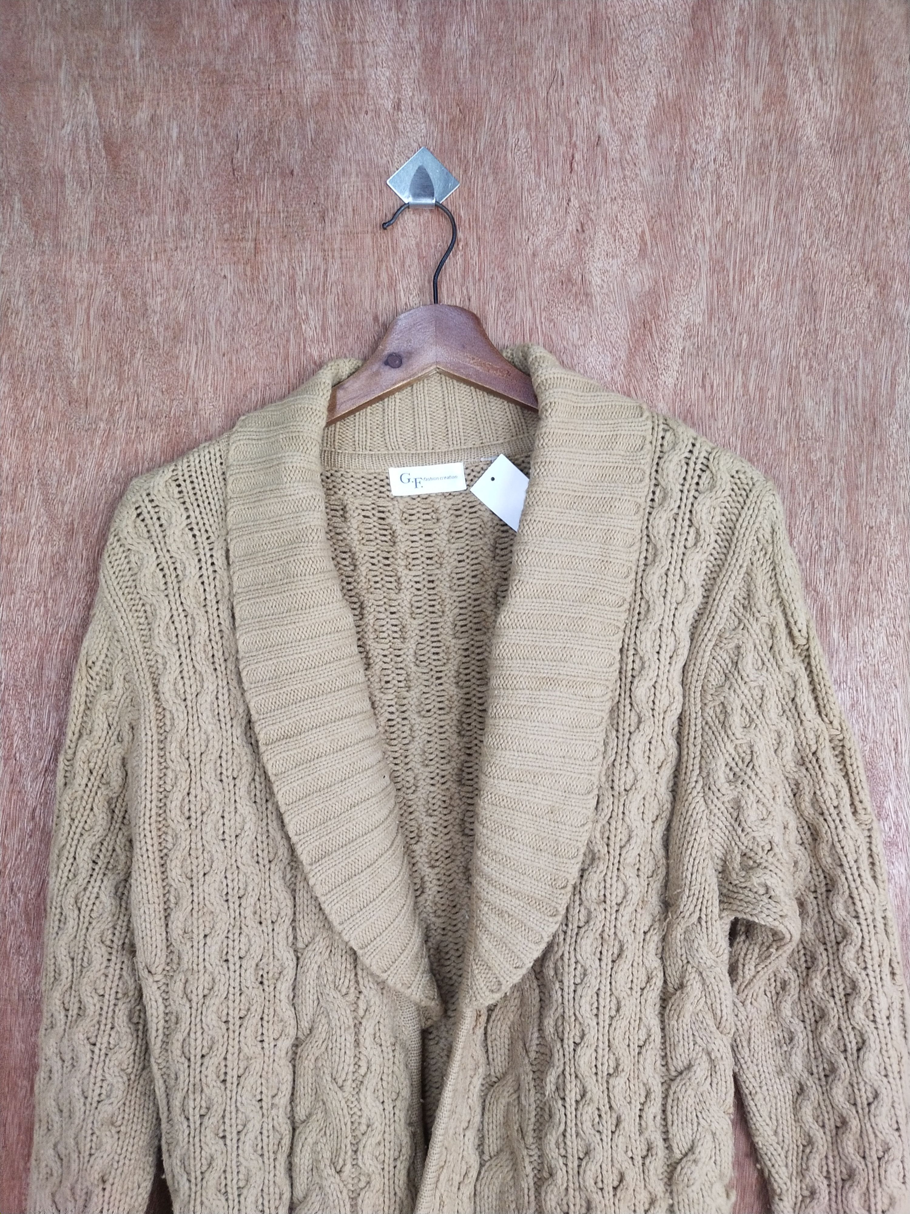Aran Isles Knitwear × Japanese Brand G.F.Fasion brown aran isle cable knitwear cardigan #S050 Size US M / EU 48-50 / 2 - 2 Thumbnail