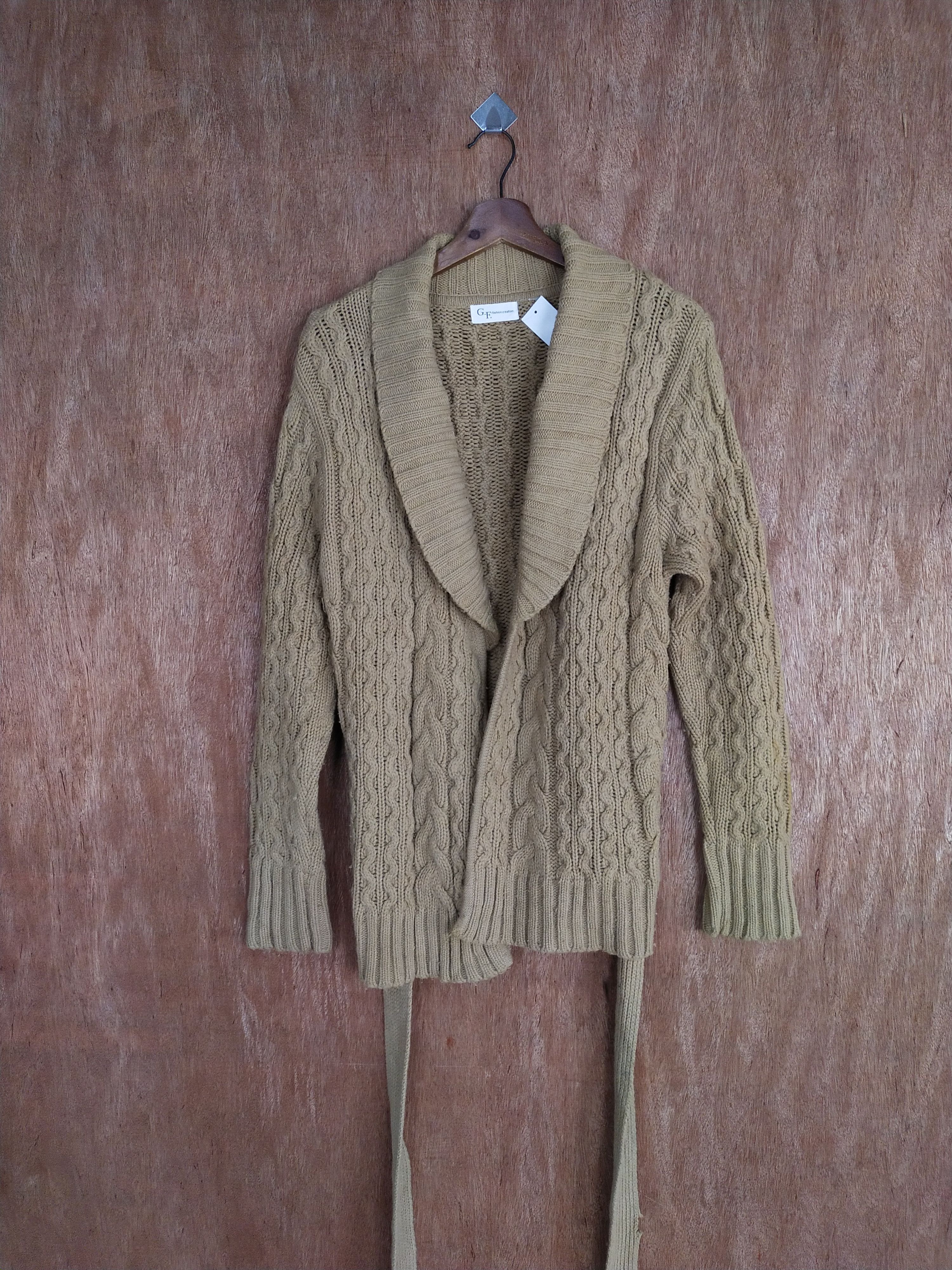 Aran Isles Knitwear × Japanese Brand G.F.Fasion brown aran isle cable knitwear cardigan #S050 Size US M / EU 48-50 / 2 - 1 Thumbnail