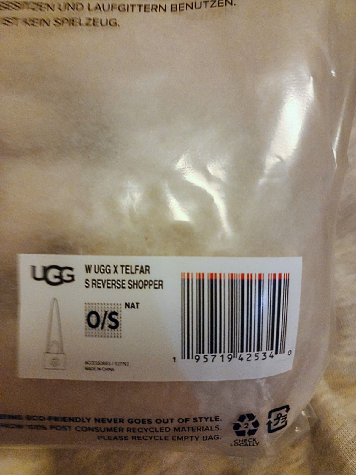 Telfar × Ugg UGG x TELFAR Small Reverse Shopper - Natural Size ONE SIZE - 3 Thumbnail