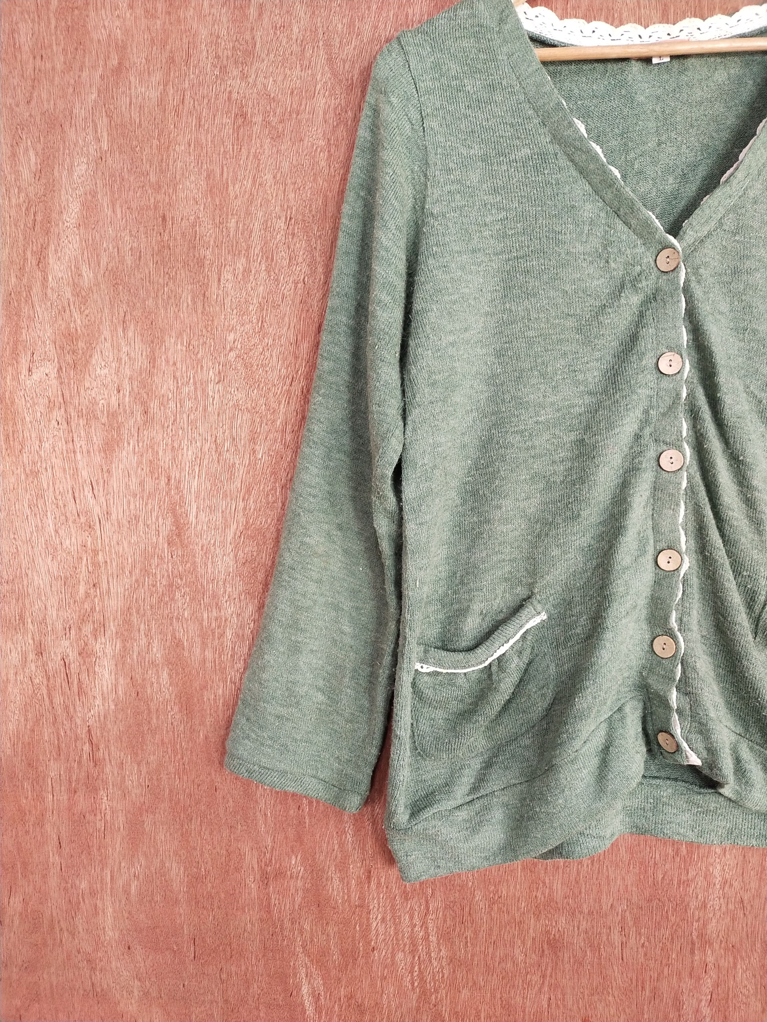 Homespun Knitwear × Japanese Brand En Face green cardigan knitwear japan vintage #S167 Size US M / EU 48-50 / 2 - 4 Thumbnail