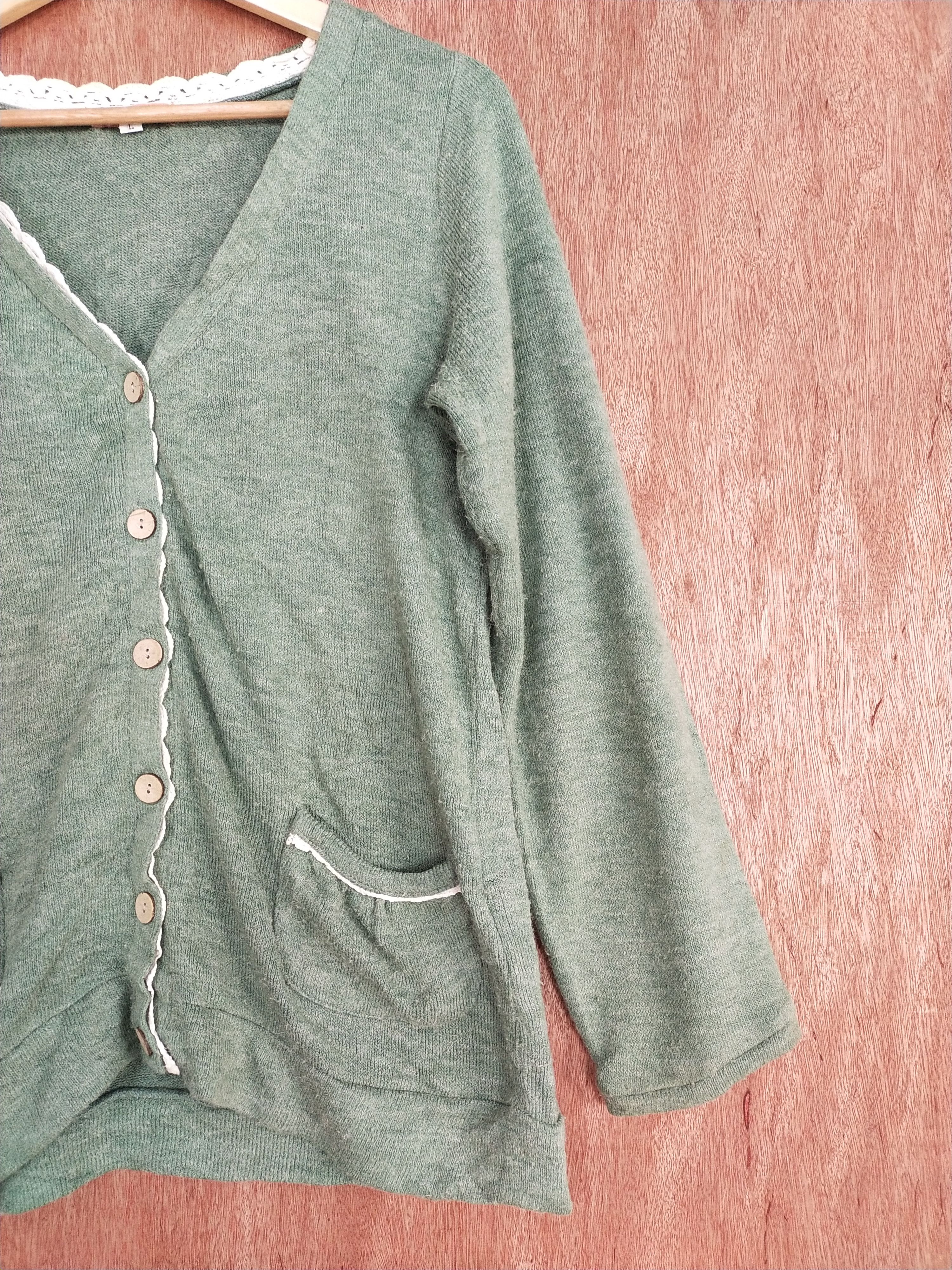 Homespun Knitwear × Japanese Brand En Face green cardigan knitwear japan vintage #S167 Size US M / EU 48-50 / 2 - 3 Thumbnail