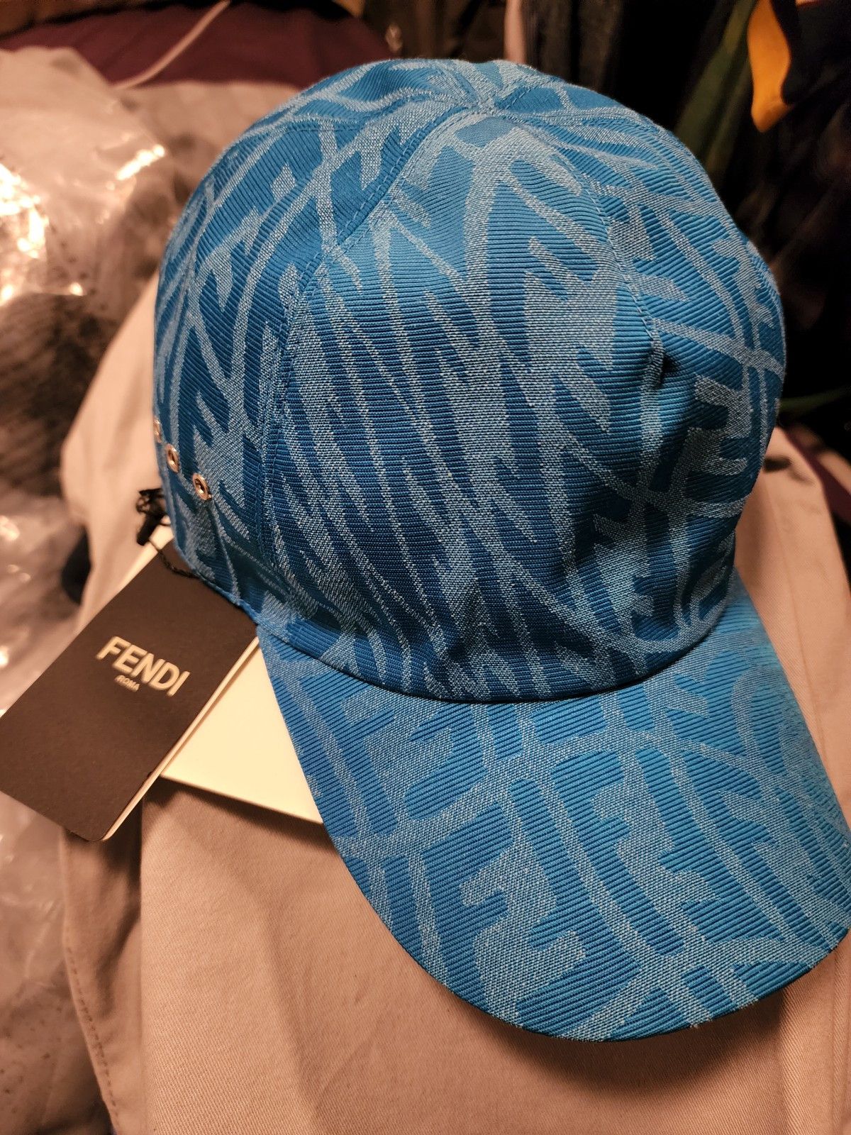 Fendi FENDI Blue Baseball Cap Vertigo Zucca Cotton Size ONE SIZE - 4 Thumbnail