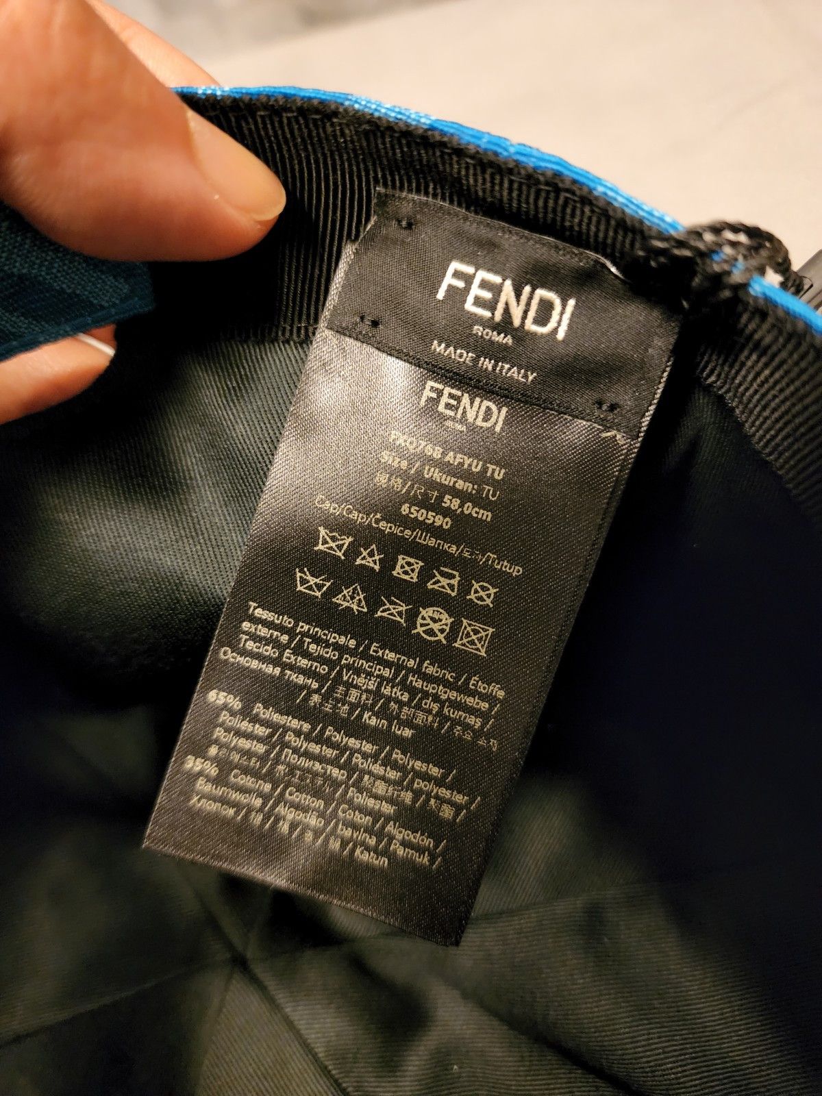 Fendi FENDI Blue Baseball Cap Vertigo Zucca Cotton Size ONE SIZE - 10 Thumbnail