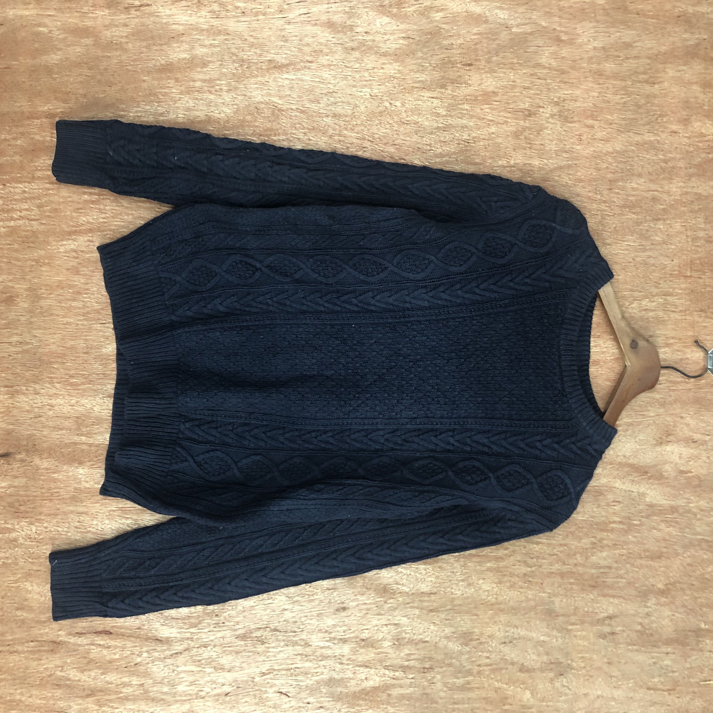 image of Aran Isles Knitwear x Uniqlo Dark Blue Aran Isle Knitwear Sweatshirt C460, Men's (Size Small)