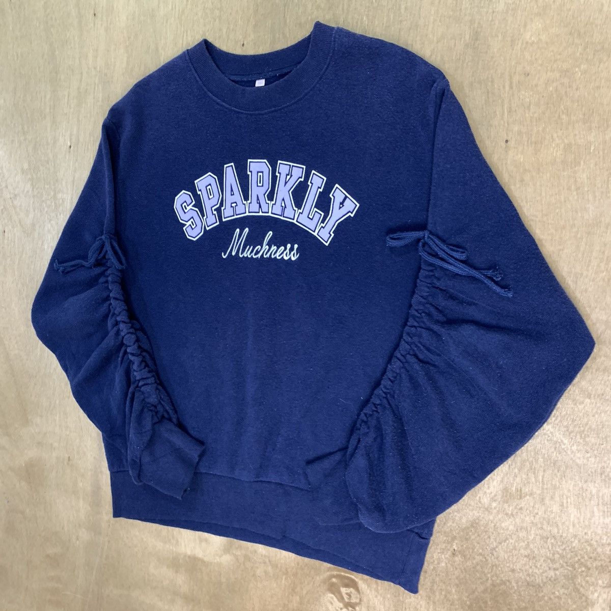 Japanese Brand SPARKLY MUCHNESS BigLogo Wrinkle Pullover Sleeve Sweatshirt Size US M / EU 48-50 / 2 - 6 Thumbnail