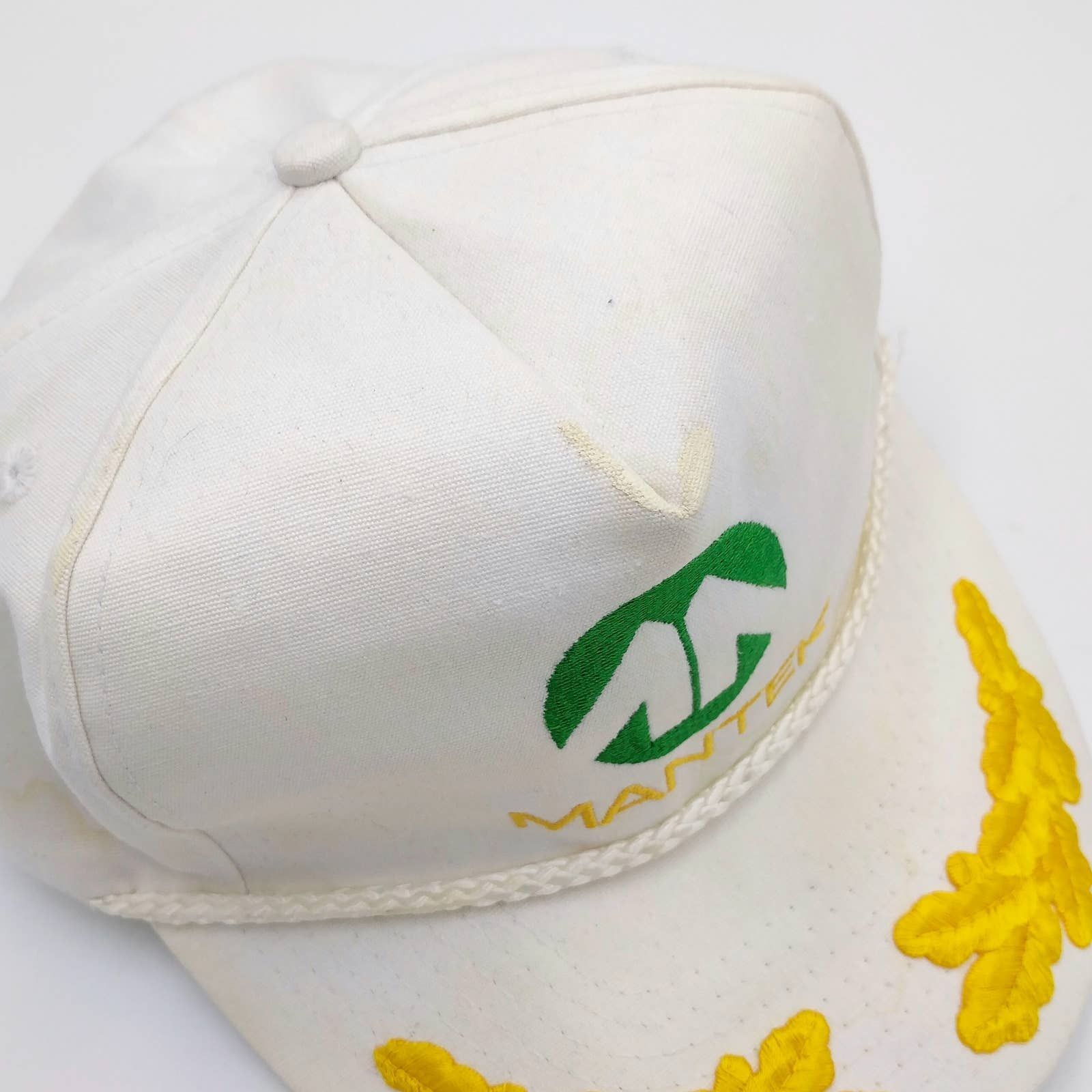 Vintage Vintage Mantek Trucker Hat 90s Embroidered Gold Leaf Brim Size ONE SIZE - 7 Thumbnail