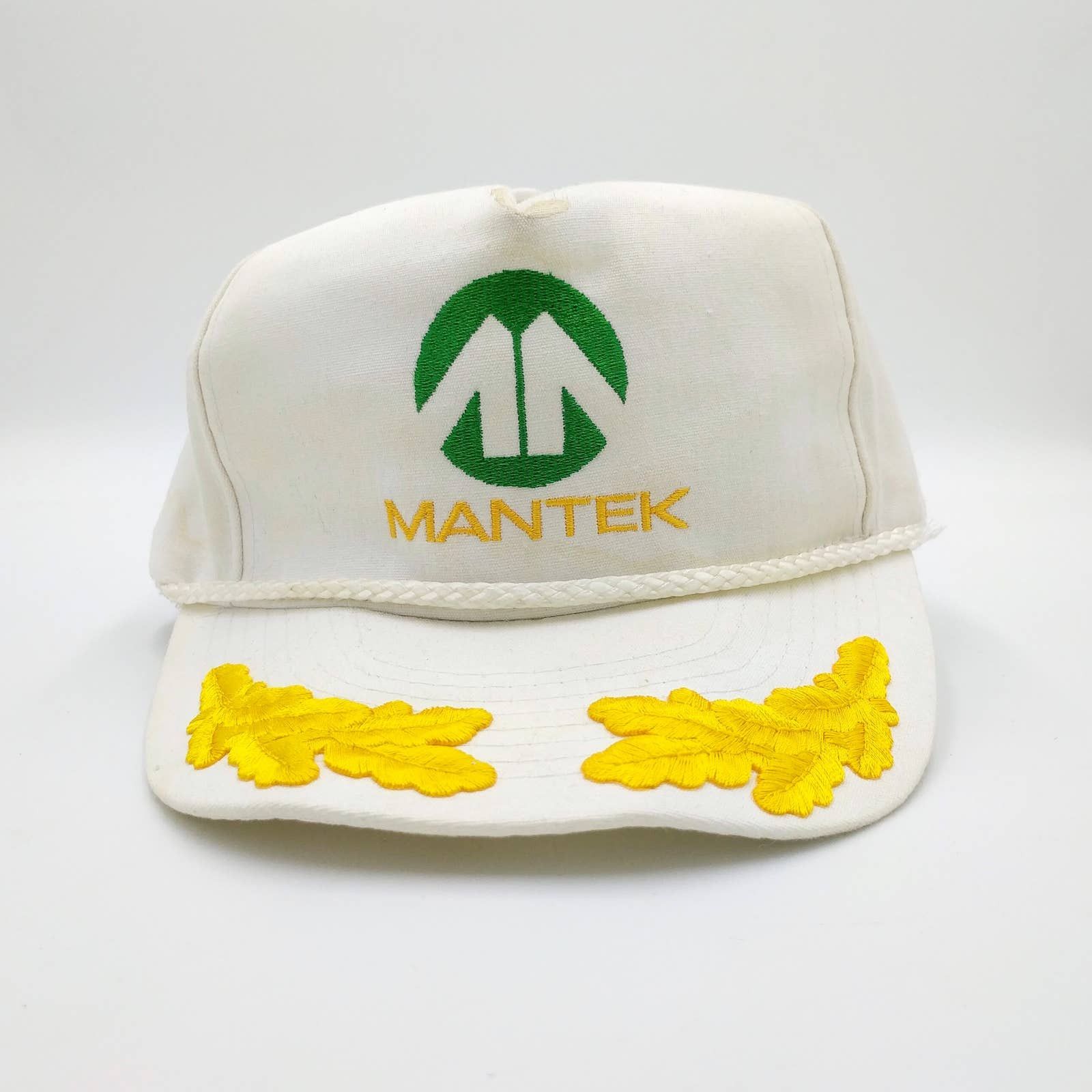Vintage Vintage Mantek Trucker Hat 90s Embroidered Gold Leaf Brim Size ONE SIZE - 2 Thumbnail