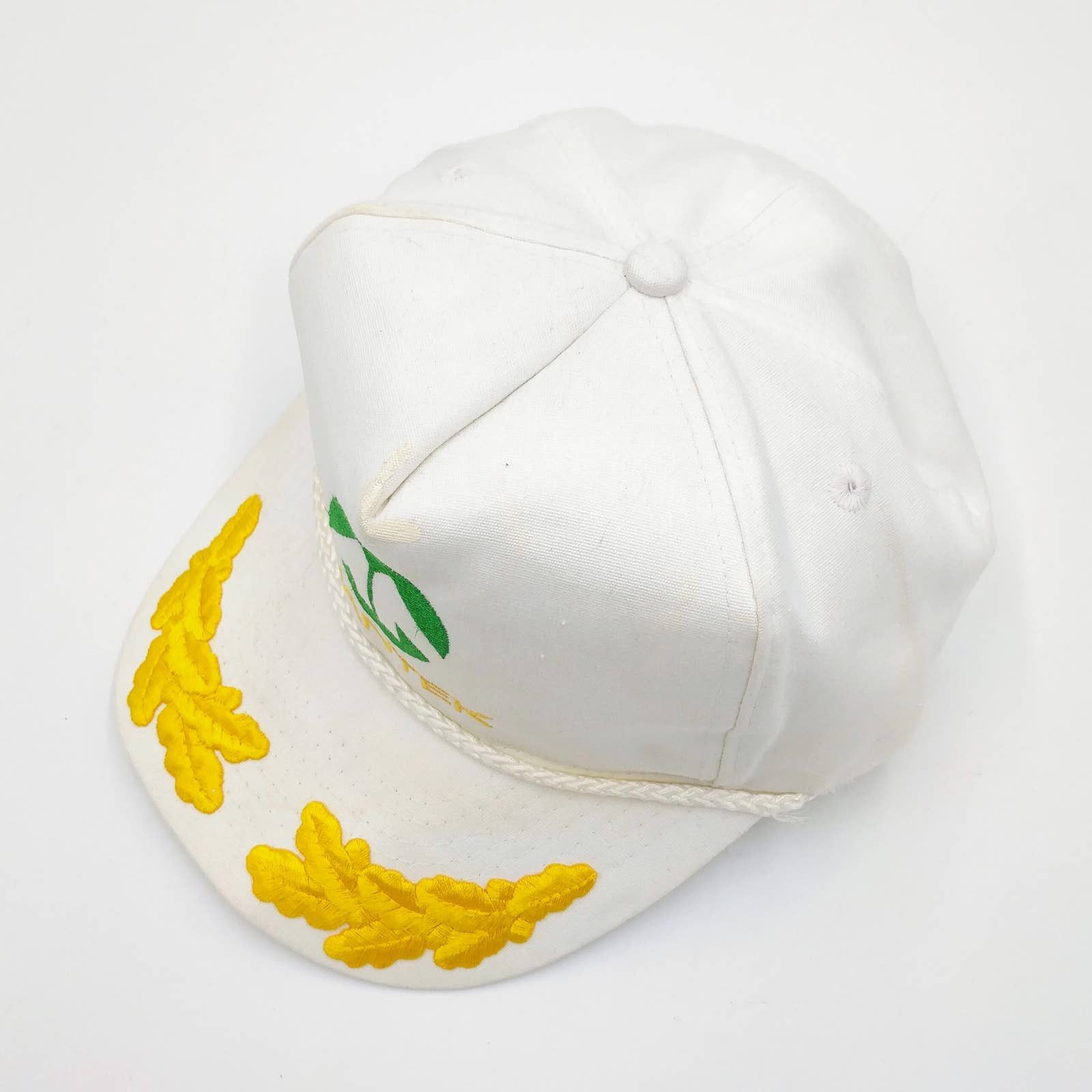 Vintage Vintage Mantek Trucker Hat 90s Embroidered Gold Leaf Brim Size ONE SIZE - 4 Thumbnail