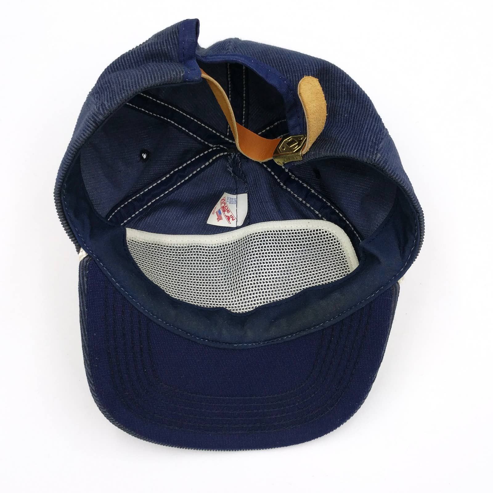 Vintage Vintage Employers Health Insurance Corduroy Trucker Hat Navy Size ONE SIZE - 8 Thumbnail