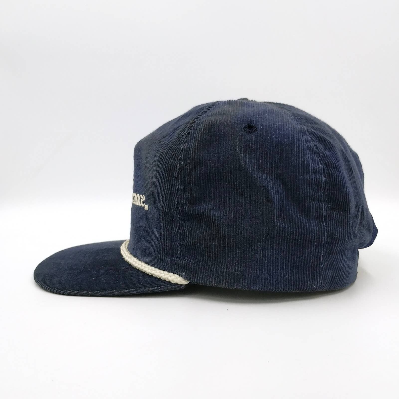 Vintage Vintage Employers Health Insurance Corduroy Trucker Hat Navy Size ONE SIZE - 5 Thumbnail