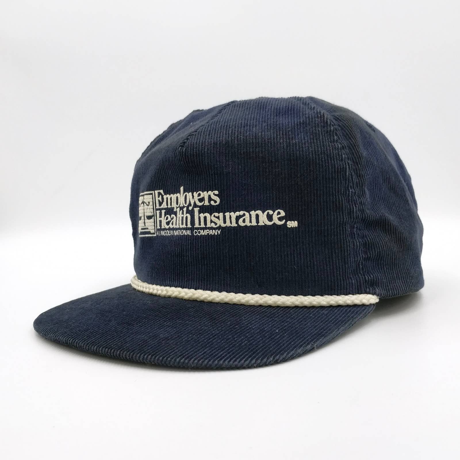 Vintage Vintage Employers Health Insurance Corduroy Trucker Hat Navy Size ONE SIZE - 3 Thumbnail