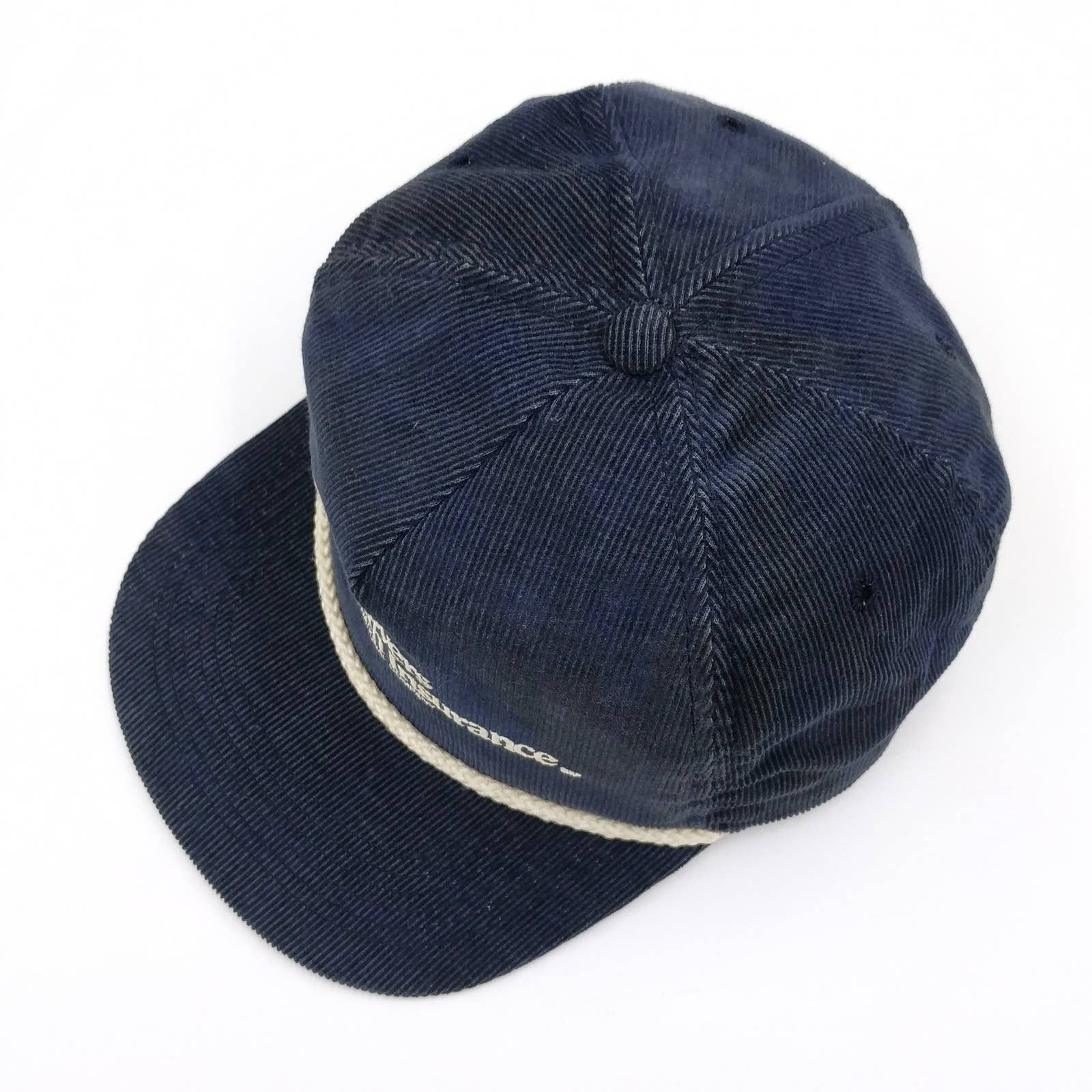 Vintage Vintage Employers Health Insurance Corduroy Trucker Hat Navy Size ONE SIZE - 4 Thumbnail