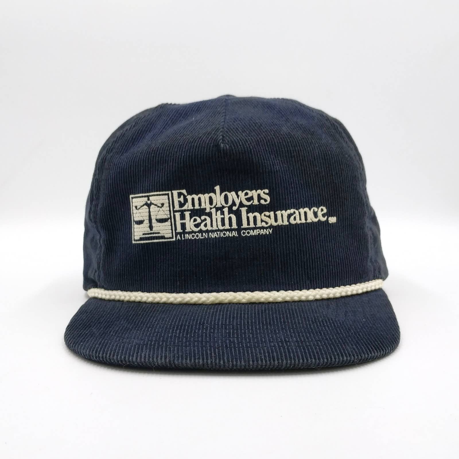 Vintage Vintage Employers Health Insurance Corduroy Trucker Hat Navy Size ONE SIZE - 2 Thumbnail