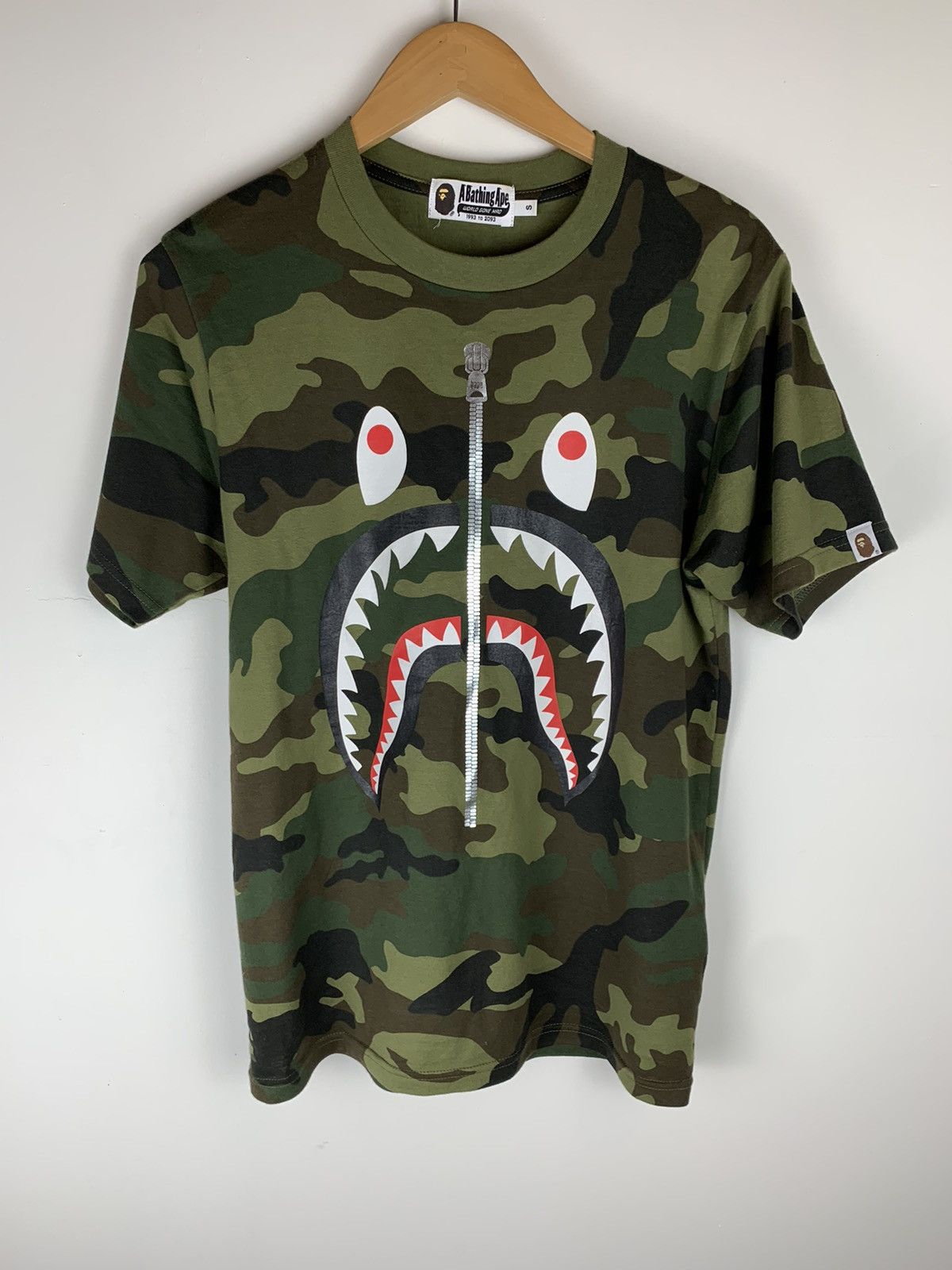 image of Bape Shark Tee in Camo, Men's (Size Small)