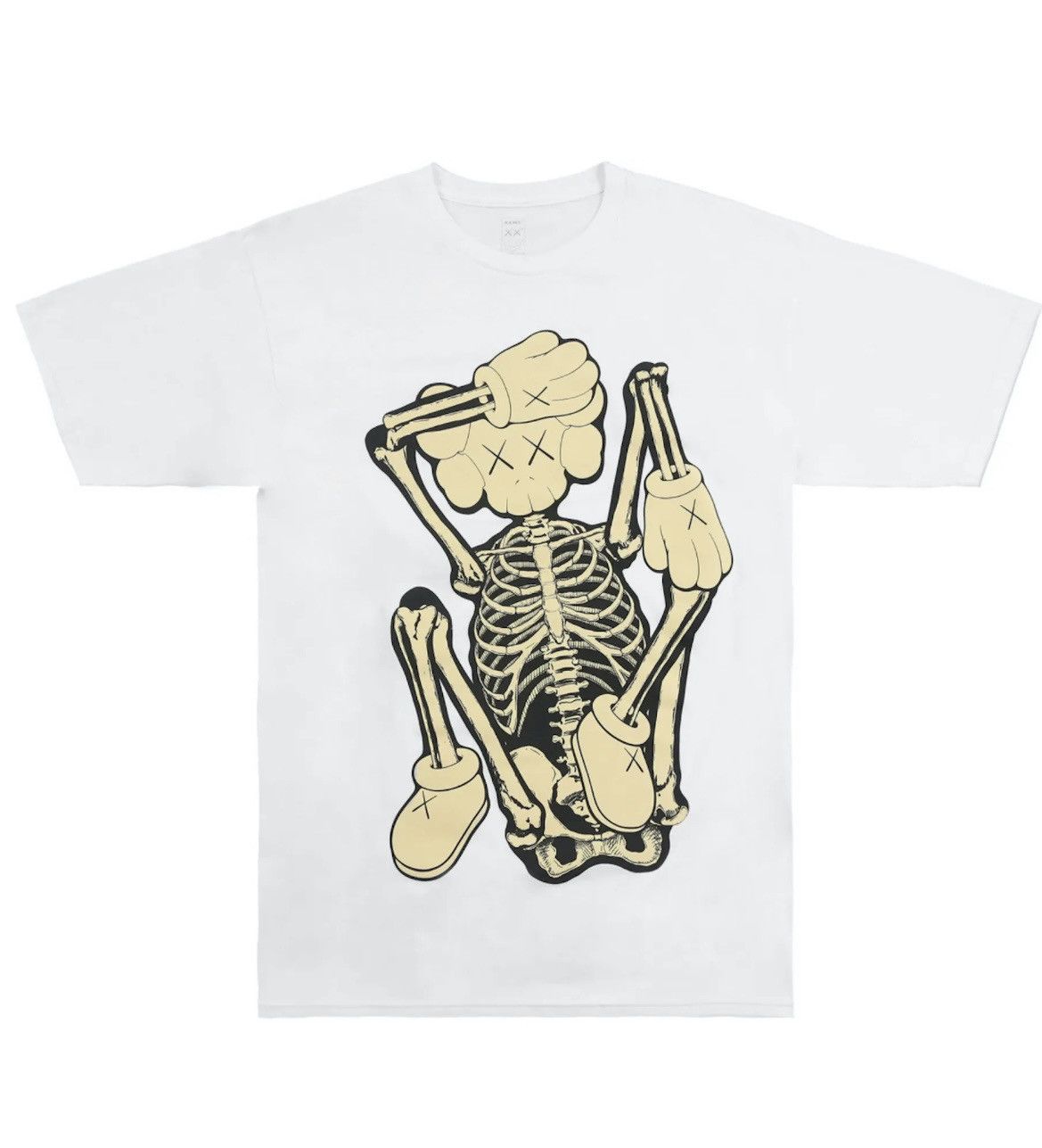 image of Kaws Skeleton New Fiction Tee in White, Men's (Size XL)