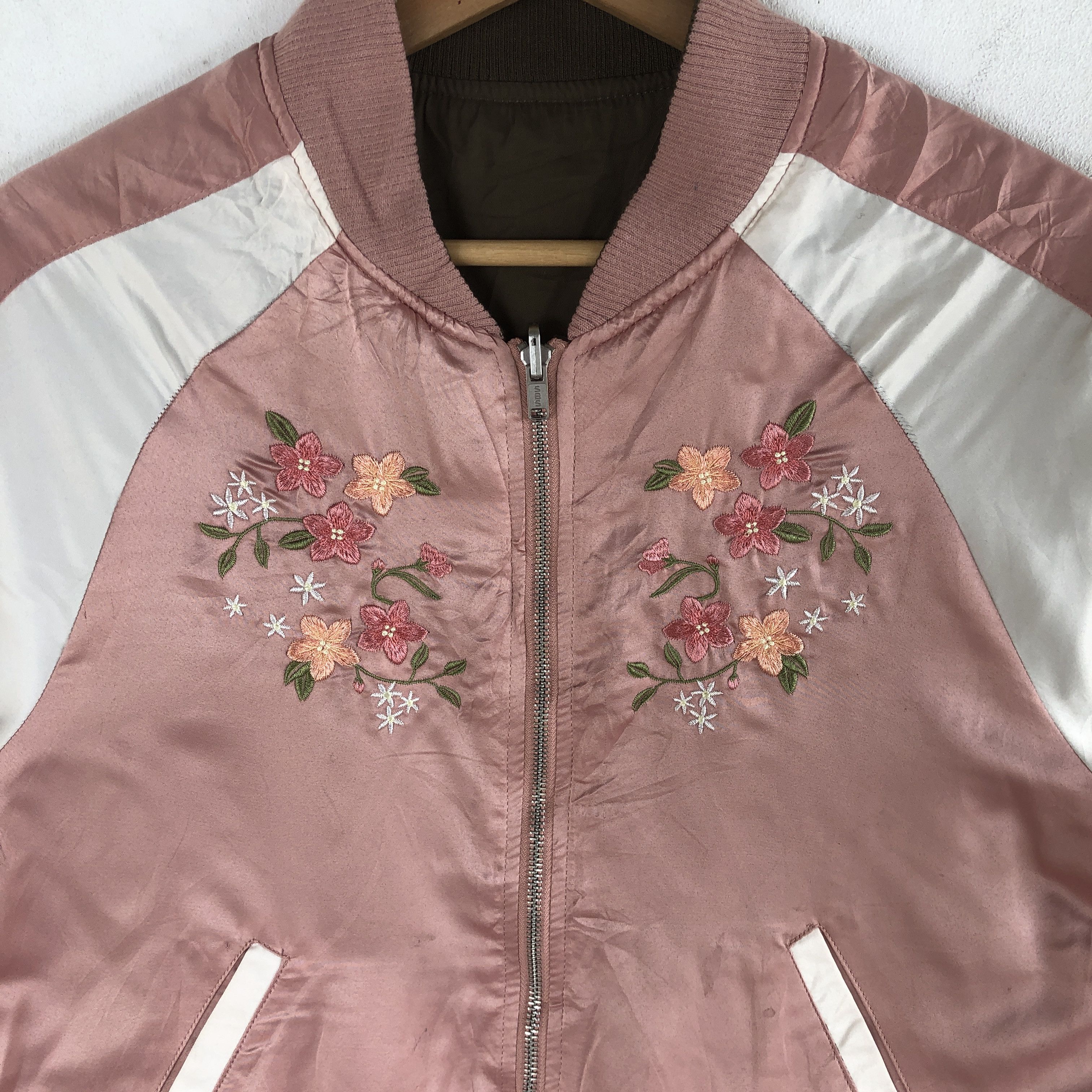 Japanese Brand RARE Vintage Sakura Baseball Reversible Sukajan SILK Jackets Size US XS / EU 42 / 0 - 7 Thumbnail