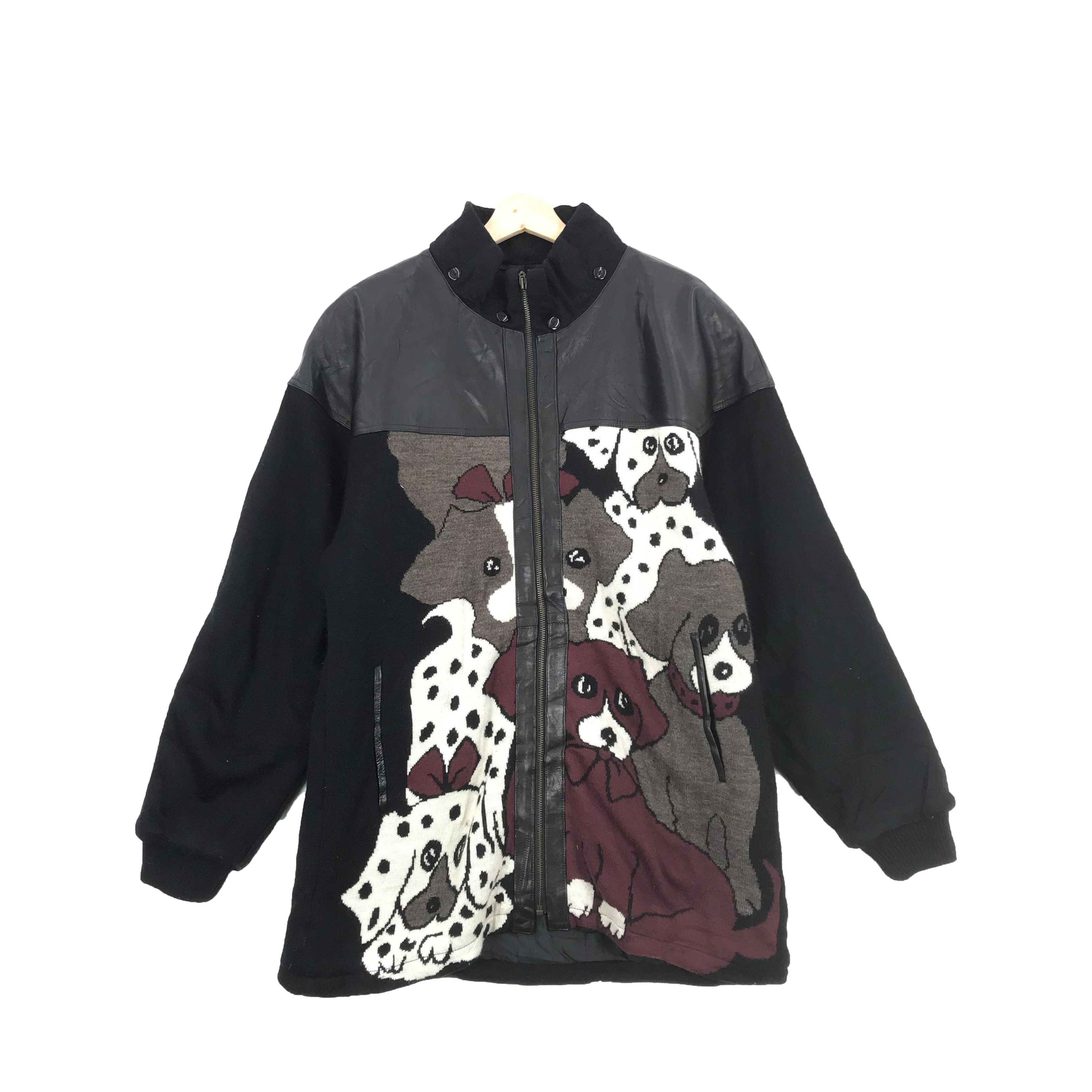 If Six Was Nine × Japanese Brand × Vintage Vintage Mondo Uomo Knit Leather Jacket Knit Haul Jacket Size US L / EU 52-54 / 3 - 1 Thumbnail