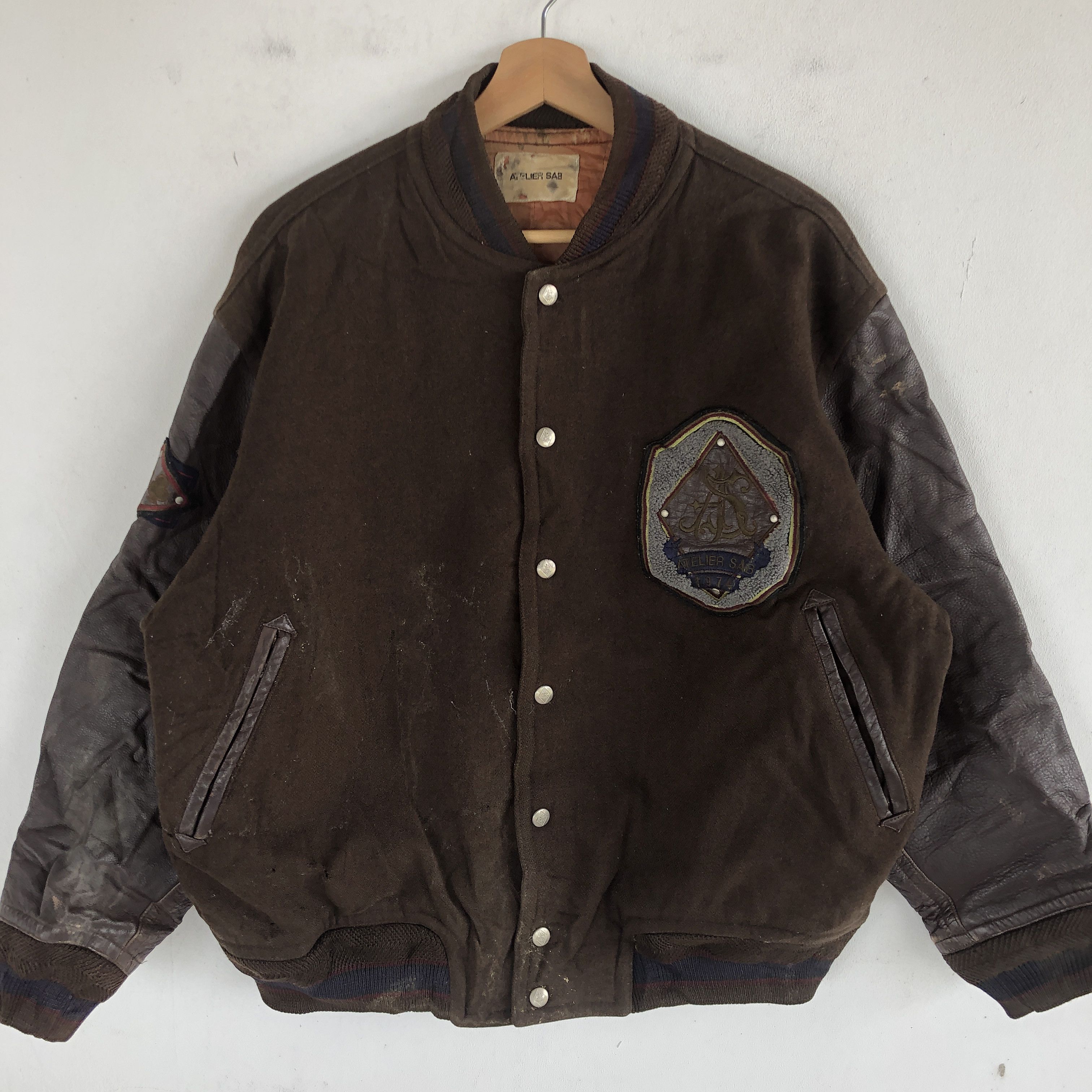 Japanese Brand × Vintage Atelier Sab Varsity Jackets Leather Letterman Wool Jackets Size US L / EU 52-54 / 3 - 5 Thumbnail