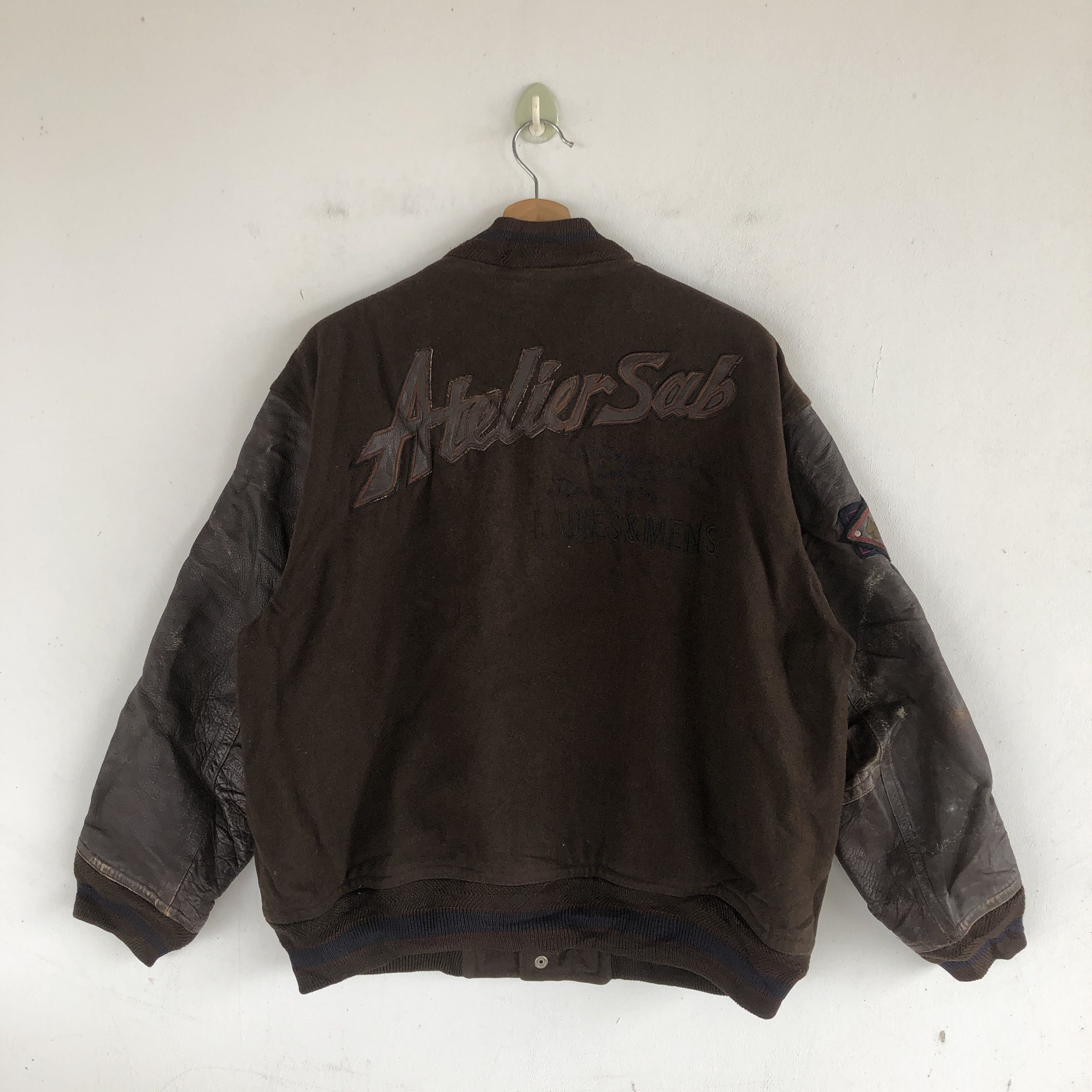 Japanese Brand × Vintage Atelier Sab Varsity Jackets Leather Letterman Wool Jackets Size US L / EU 52-54 / 3 - 2 Thumbnail