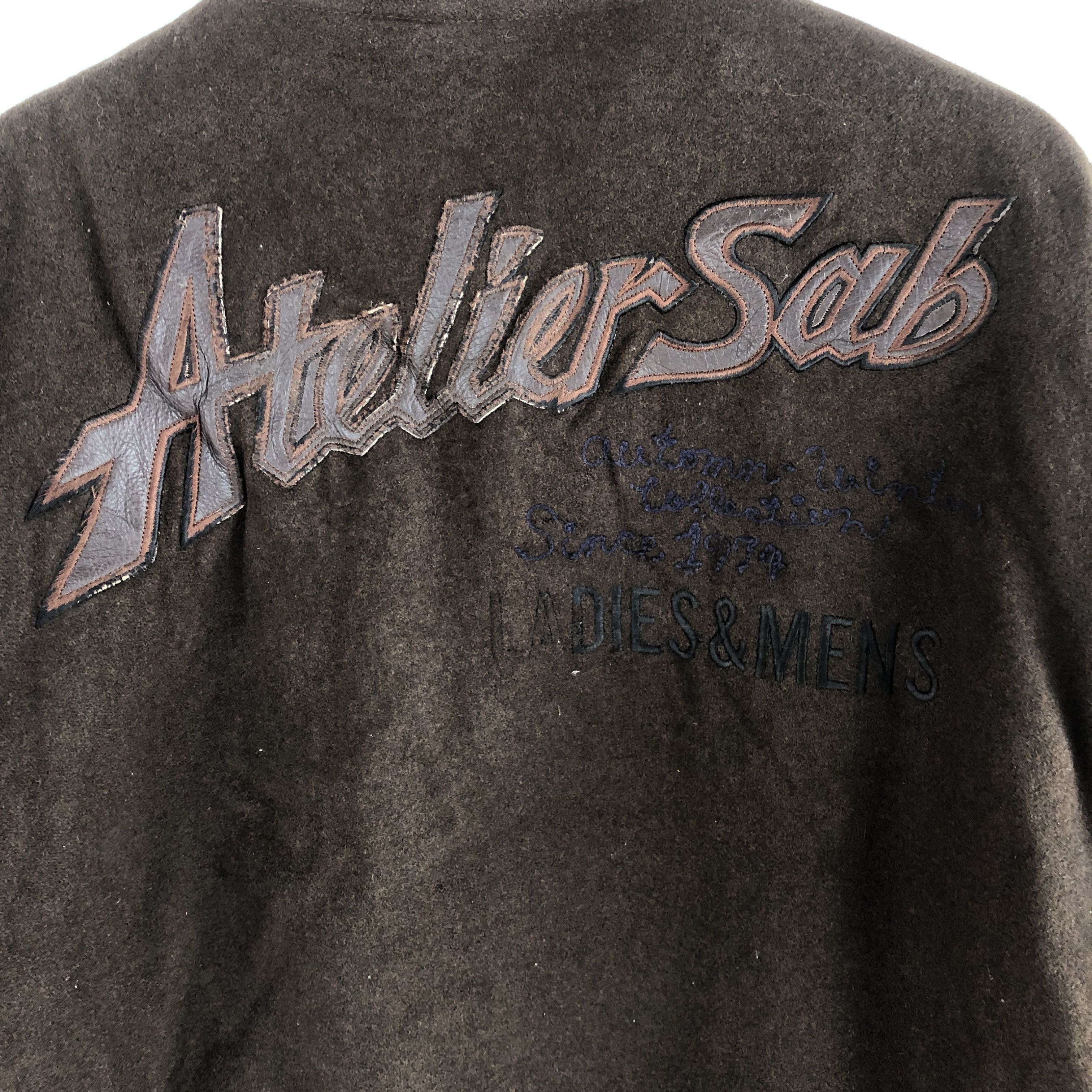 Japanese Brand × Vintage Atelier Sab Varsity Jackets Leather Letterman Wool Jackets Size US L / EU 52-54 / 3 - 4 Thumbnail