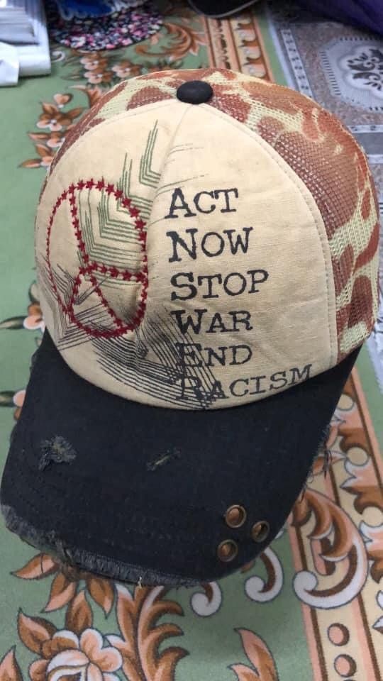 Other ANSWER Act Now Stop War End Racism Distress Trucker Cap Size ONE SIZE - 1 Thumbnail