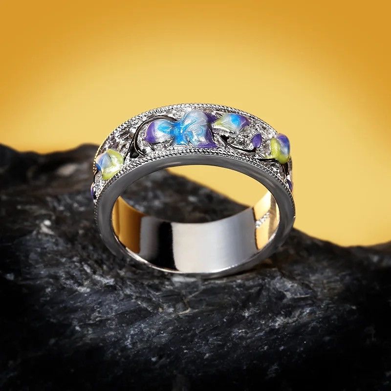 Jewelry Creative Handmade Colorful Enamel Ring Size ONE SIZE - 2 Thumbnail