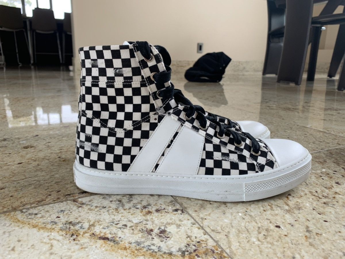 Amiri High Top Checker Pattern Sneakers Size US 11 / EU 44 - 2 Thumbnail