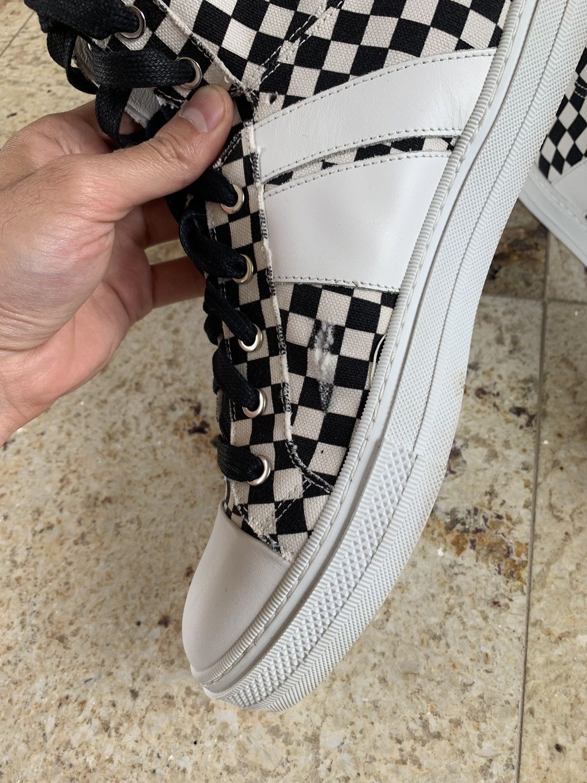 Amiri High Top Checker Pattern Sneakers Size US 11 / EU 44 - 10 Thumbnail