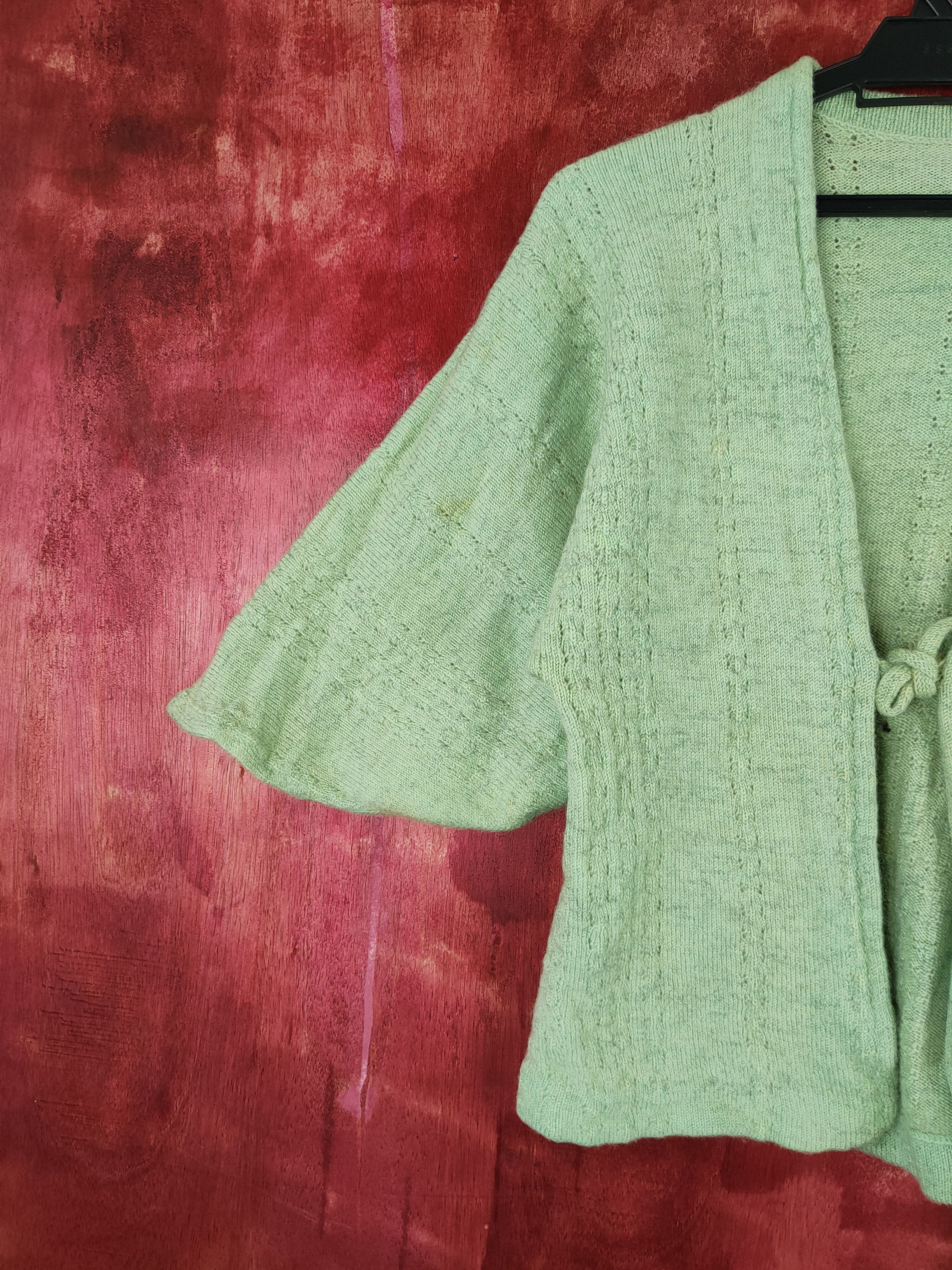 Japanese Brand × Vintage Japanese Brand cardigan kimono Green Knitwear #S403 Size S / US 4 / IT 40 - 3 Thumbnail