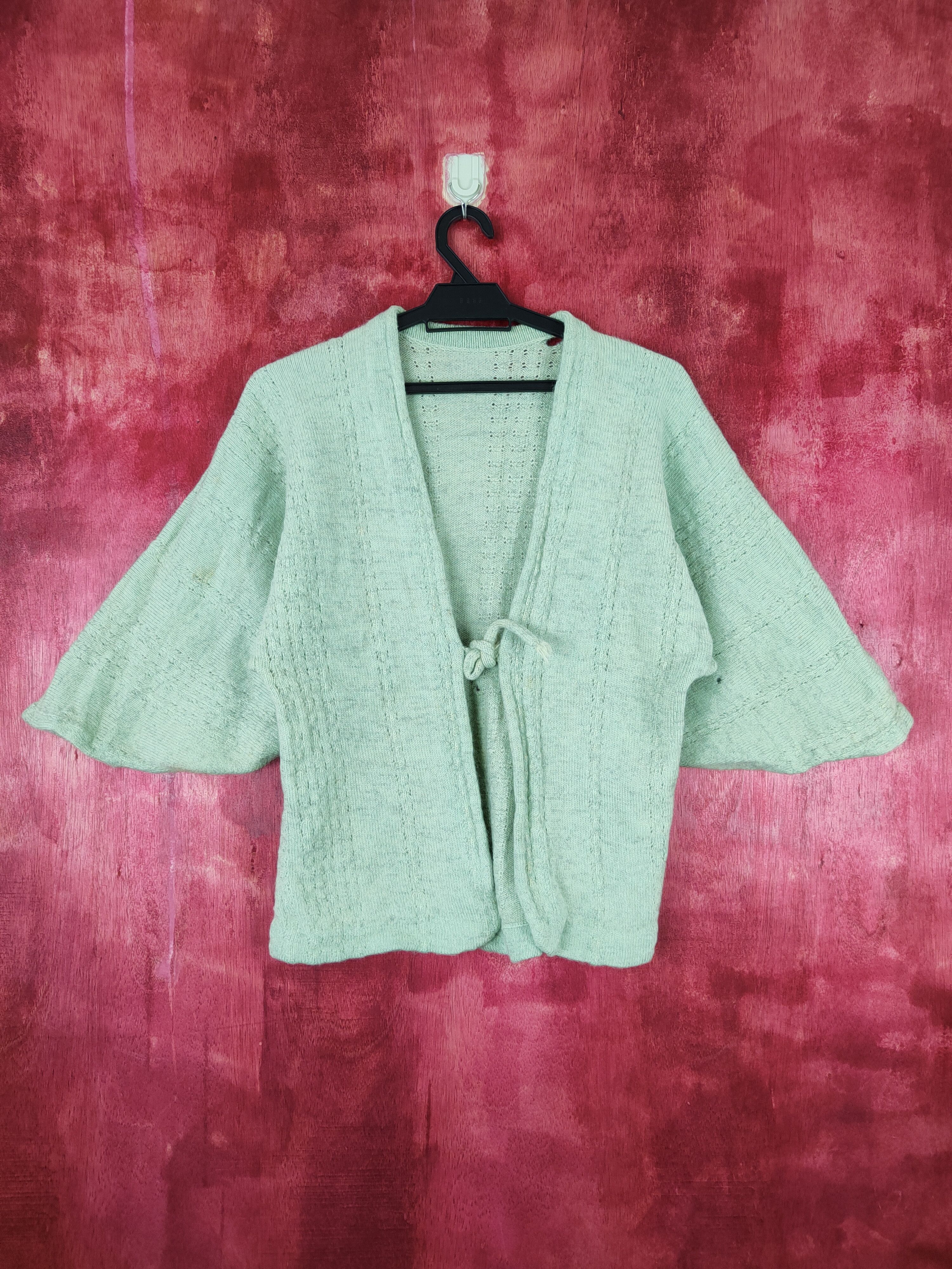 Japanese Brand × Vintage Japanese Brand cardigan kimono Green Knitwear #S403 Size S / US 4 / IT 40 - 1 Thumbnail