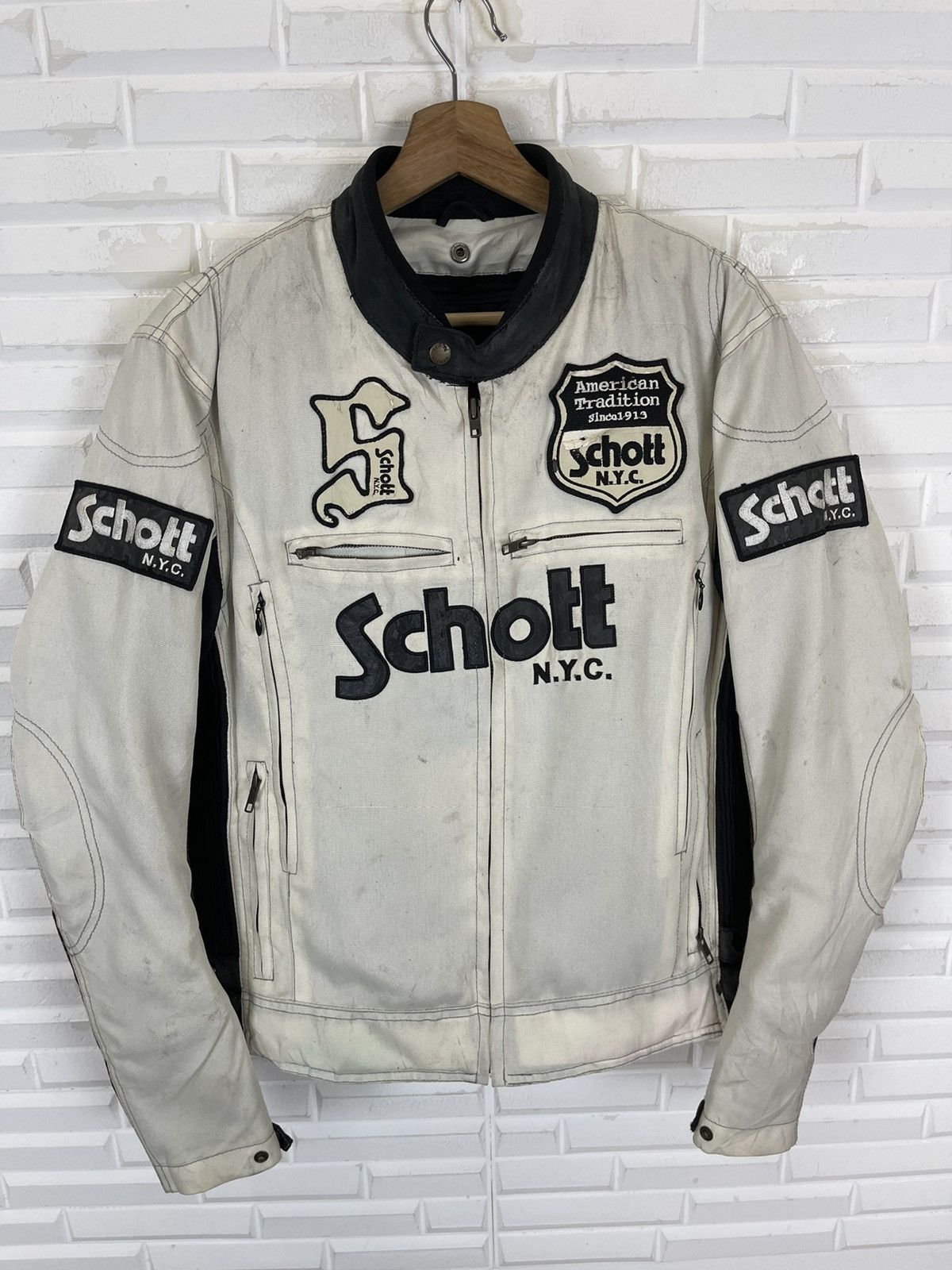 Schott VINTAGE SCHOTT NYC PADDED BIKER MOTORSPORT RACING Size US M / EU 48-50 / 2 - 4 Thumbnail