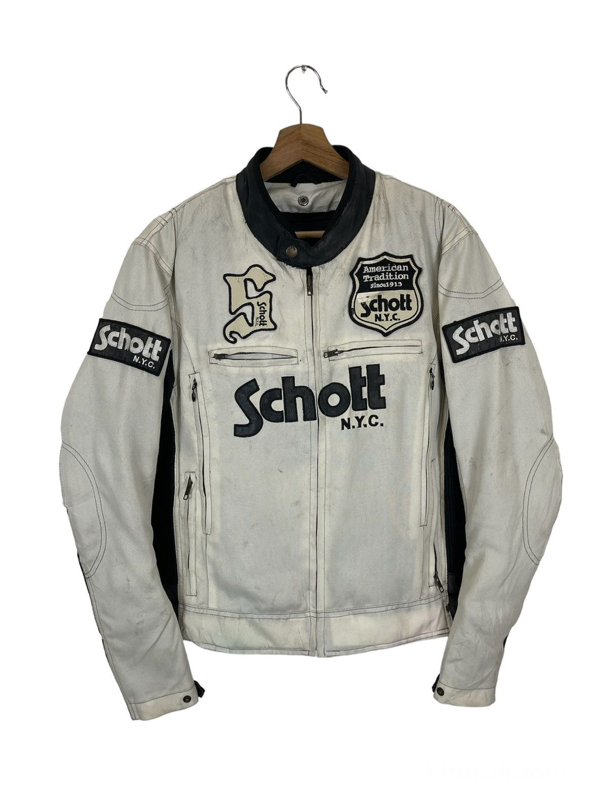 Schott VINTAGE SCHOTT NYC PADDED BIKER MOTORSPORT RACING Size US M / EU 48-50 / 2 - 1 Thumbnail