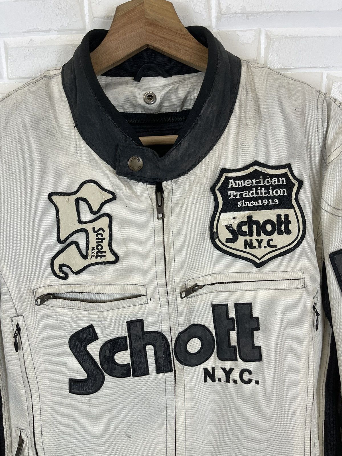 Schott VINTAGE SCHOTT NYC PADDED BIKER MOTORSPORT RACING Size US M / EU 48-50 / 2 - 3 Thumbnail