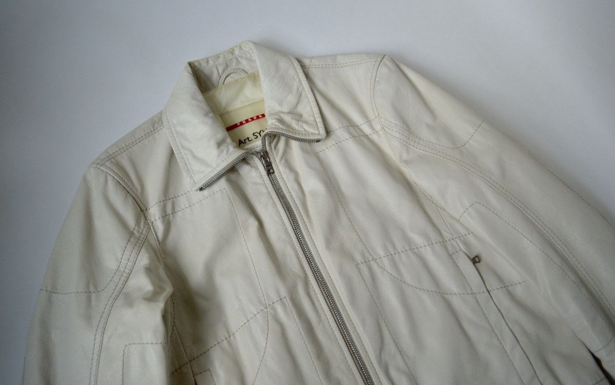 Prada White Leather Motorcycle Jacket Size US M / EU 48-50 / 2 - 4 Thumbnail