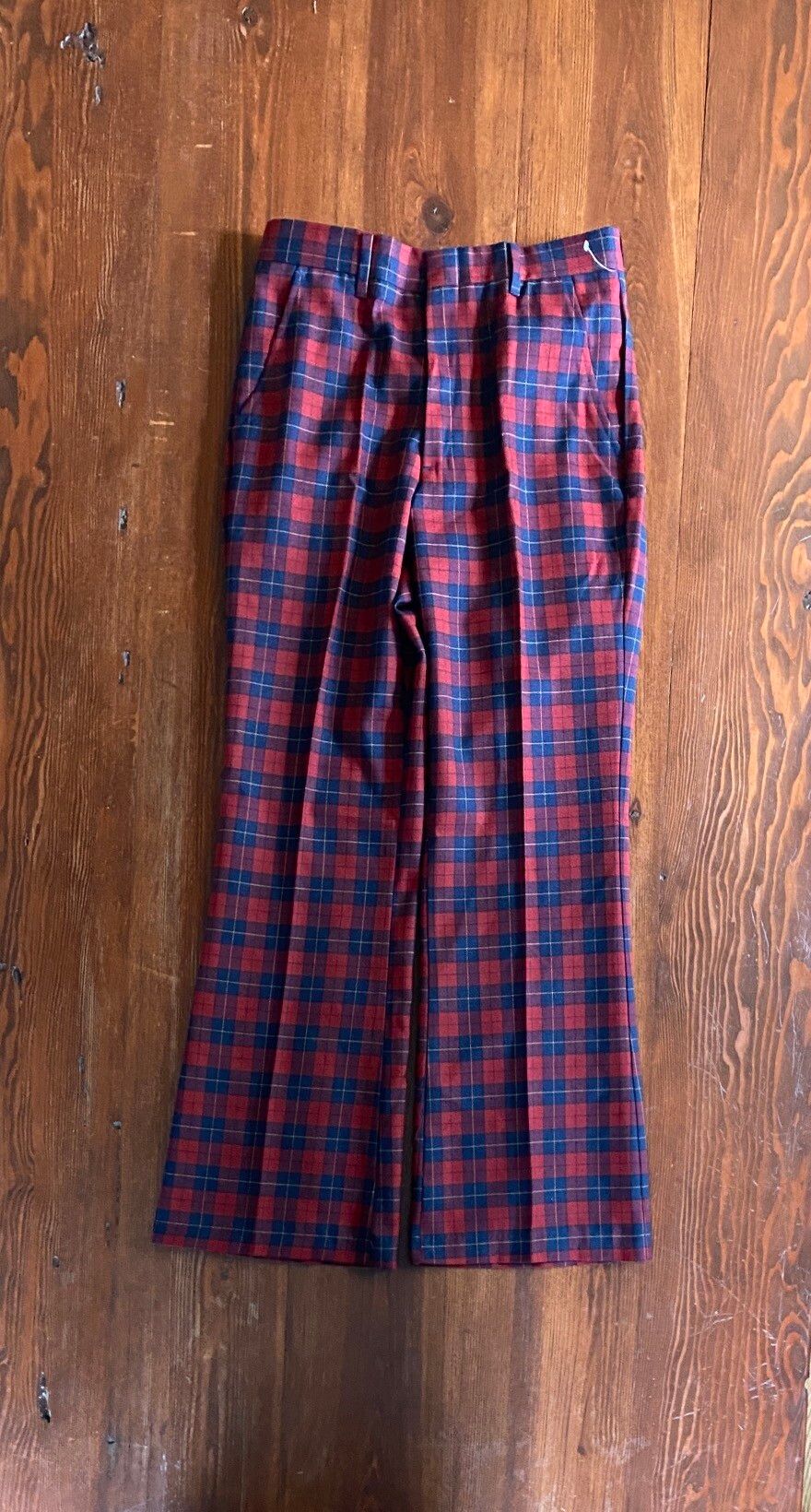 Pre-owned Vintage Nwt 60's Plaid Flared Slacks 29x30 Pants In Multicolor