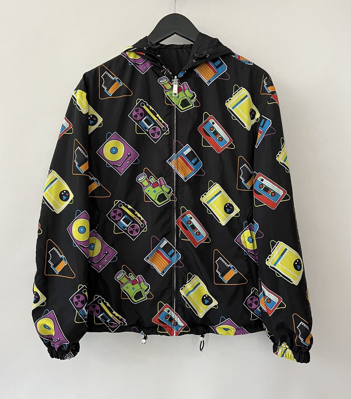 Prada Prada Black Cassette Print Reversible Jacket Size US S / EU 44-46 / 1 - 1 Thumbnail