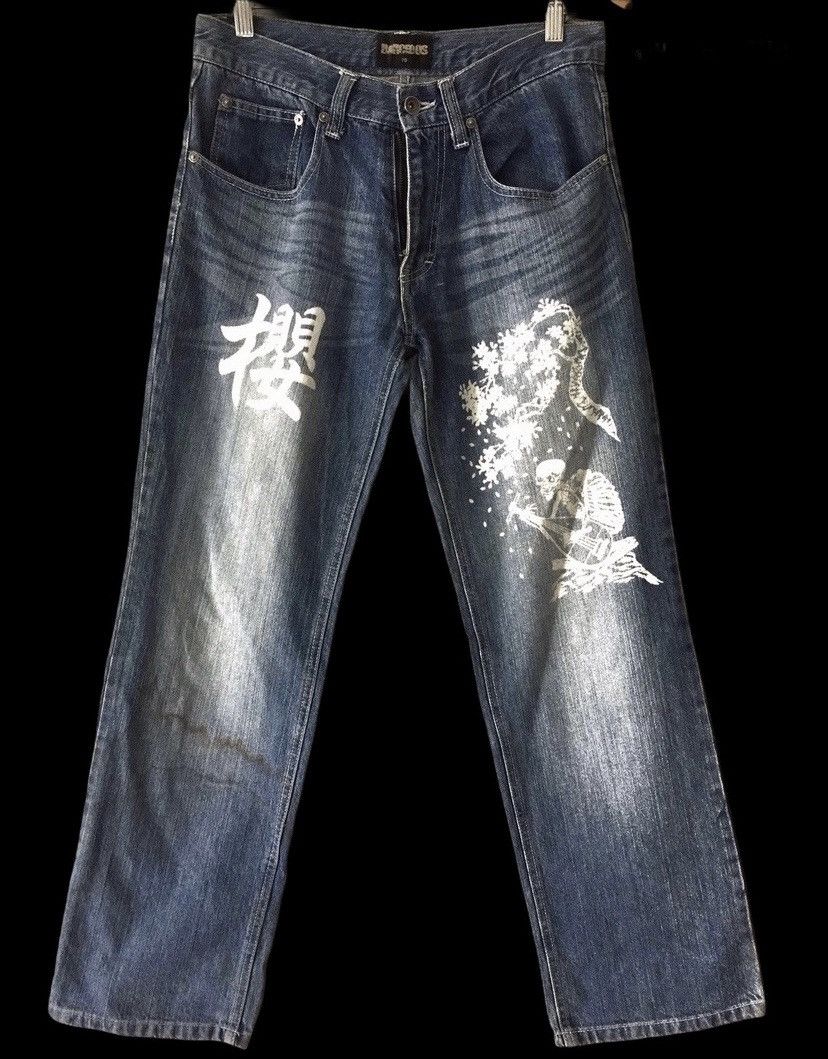 Japanese Brand Logo Skull Wold Jeans Rare style