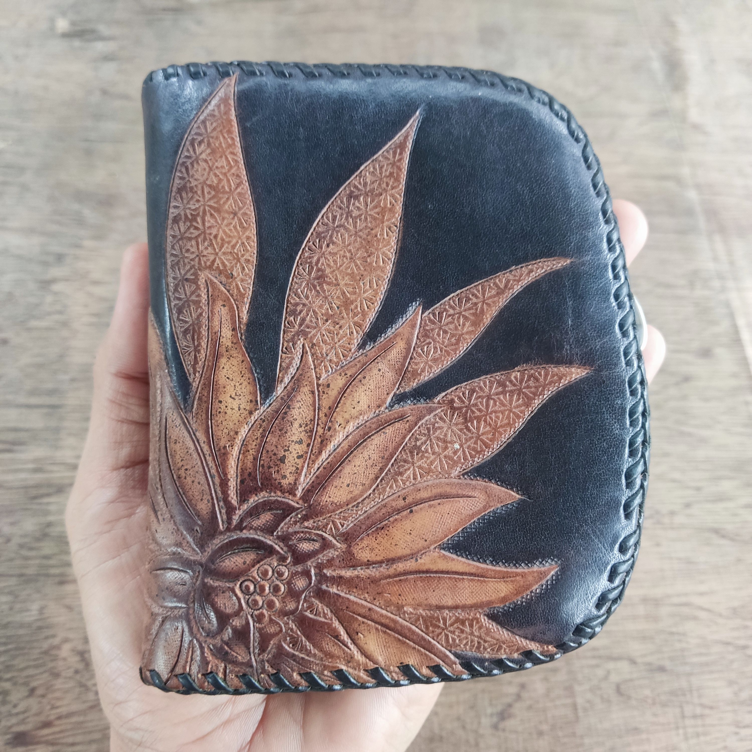 Handmade Handmade Custom Leather Wallet Button Size ONE SIZE - 1 Thumbnail