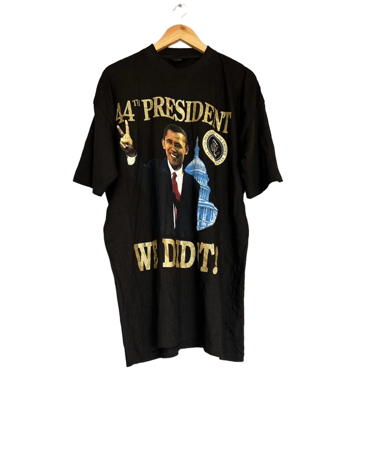 image of America x Vintage Barack Obama Big Logo Tee in Black, Men's (Size XL)