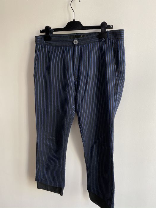 Haider Ackermann Black Pants with Blue Stripes | Grailed