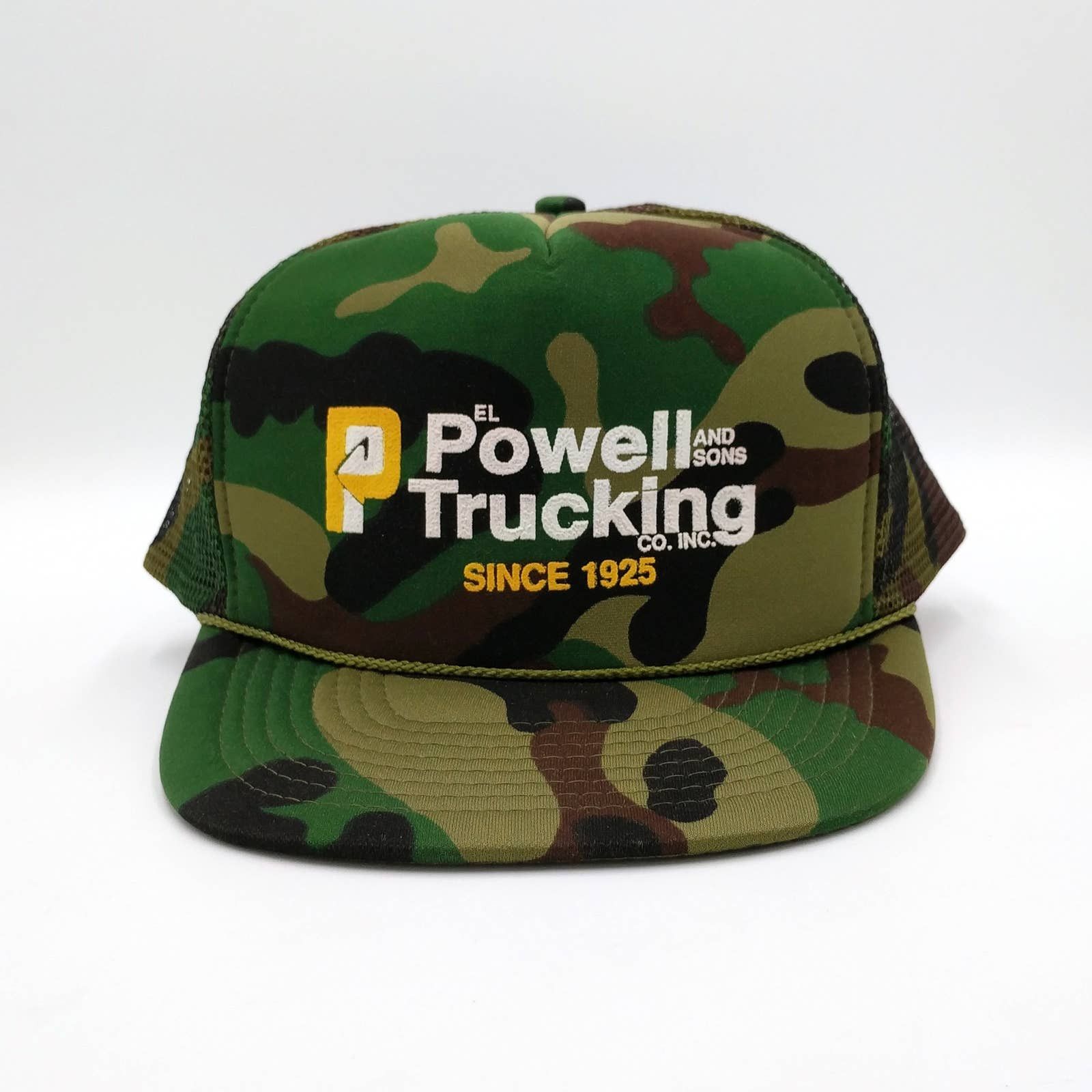 Vintage Vintage Powell&Sons Trucking Camo Snapback Trucker Mesh Hat Size ONE SIZE - 2 Thumbnail