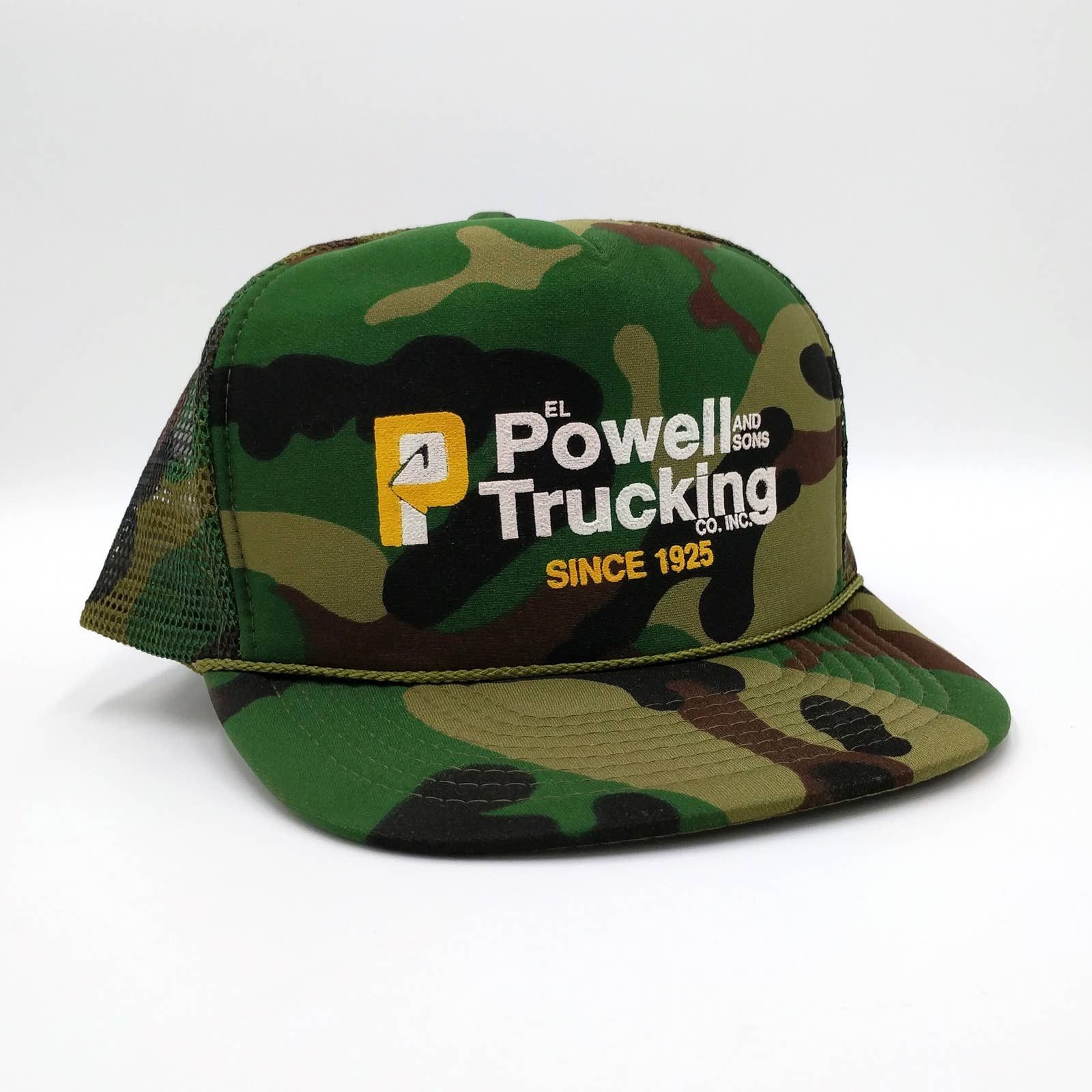 Vintage Vintage Powell&Sons Trucking Camo Snapback Trucker Mesh Hat Size ONE SIZE - 1 Thumbnail