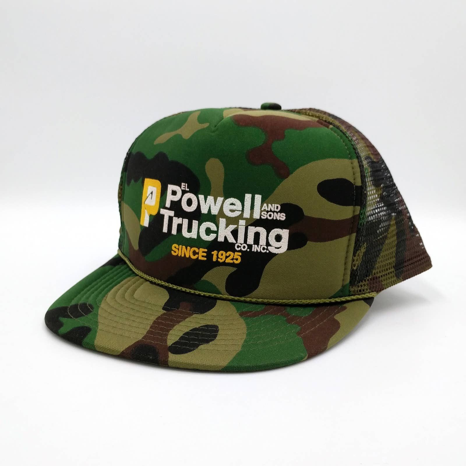 Vintage Vintage Powell&Sons Trucking Camo Snapback Trucker Mesh Hat Size ONE SIZE - 3 Thumbnail