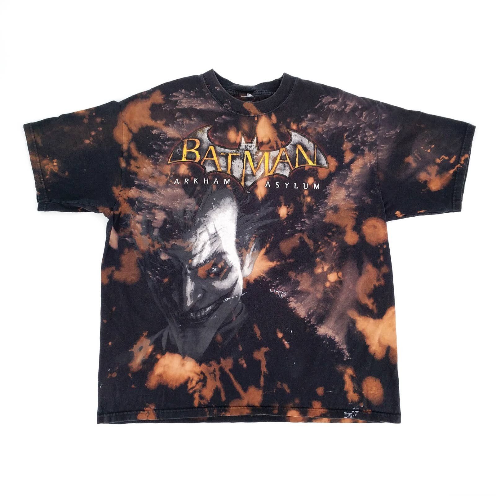 DC Comics Batman Joker Arkham Asylum Custom Bleached Tie Dye T-Shirt Size US XL / EU 56 / 4 - 1 Thumbnail