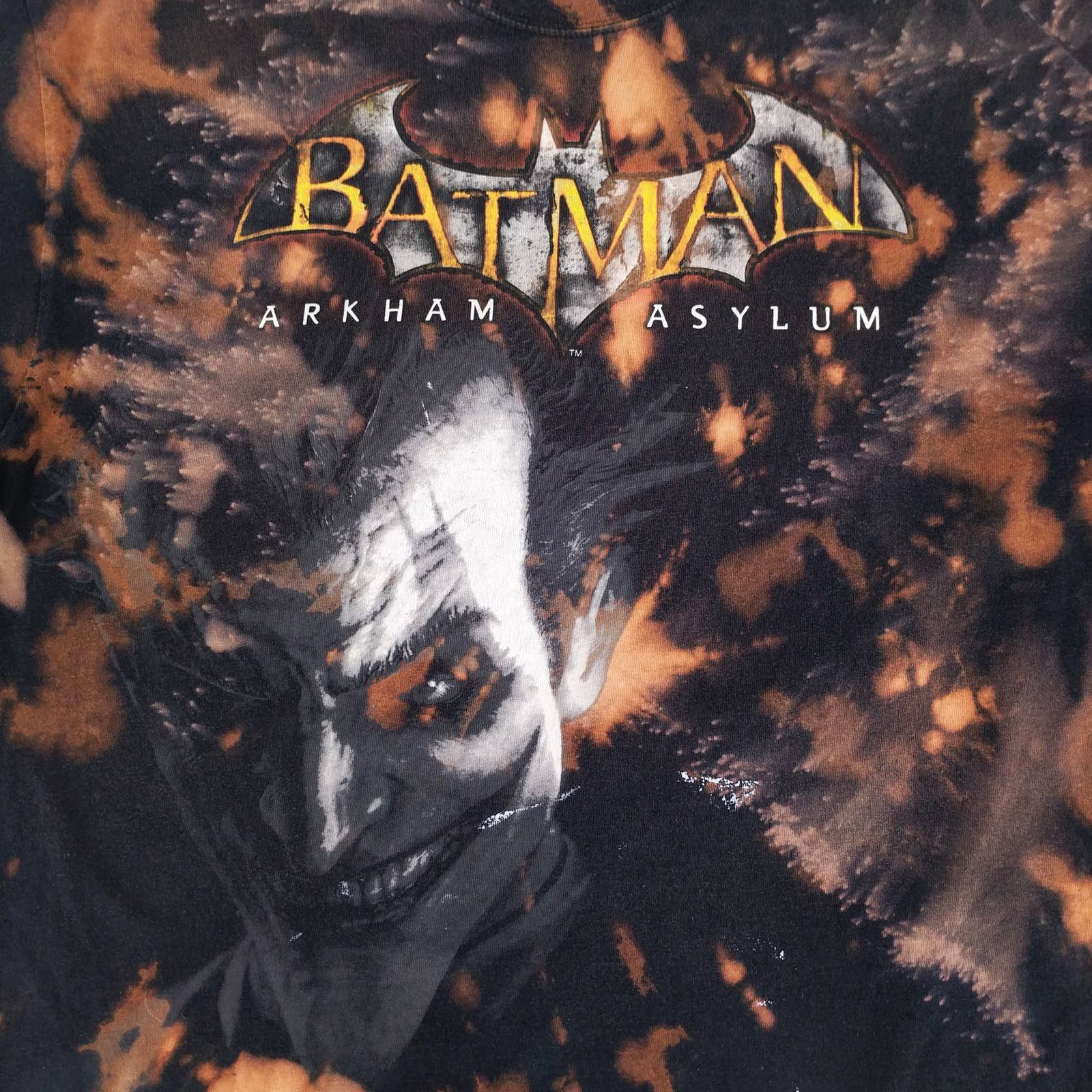 DC Comics Batman Joker Arkham Asylum Custom Bleached Tie Dye T-Shirt Size US XL / EU 56 / 4 - 2 Thumbnail