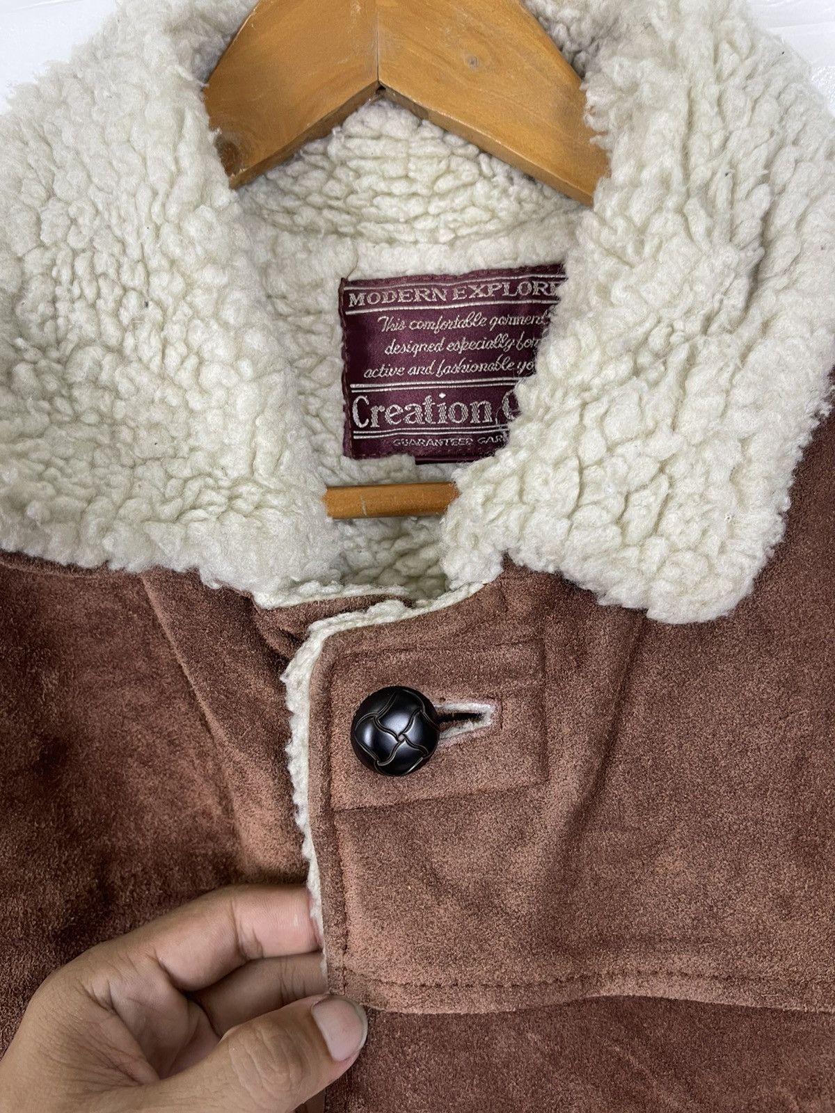Genuine Leather 🥶WINTER OFFER🚀 VTG SHEARLING SUEDE Mushroom Button Leather Size US M / EU 48-50 / 2 - 5 Thumbnail