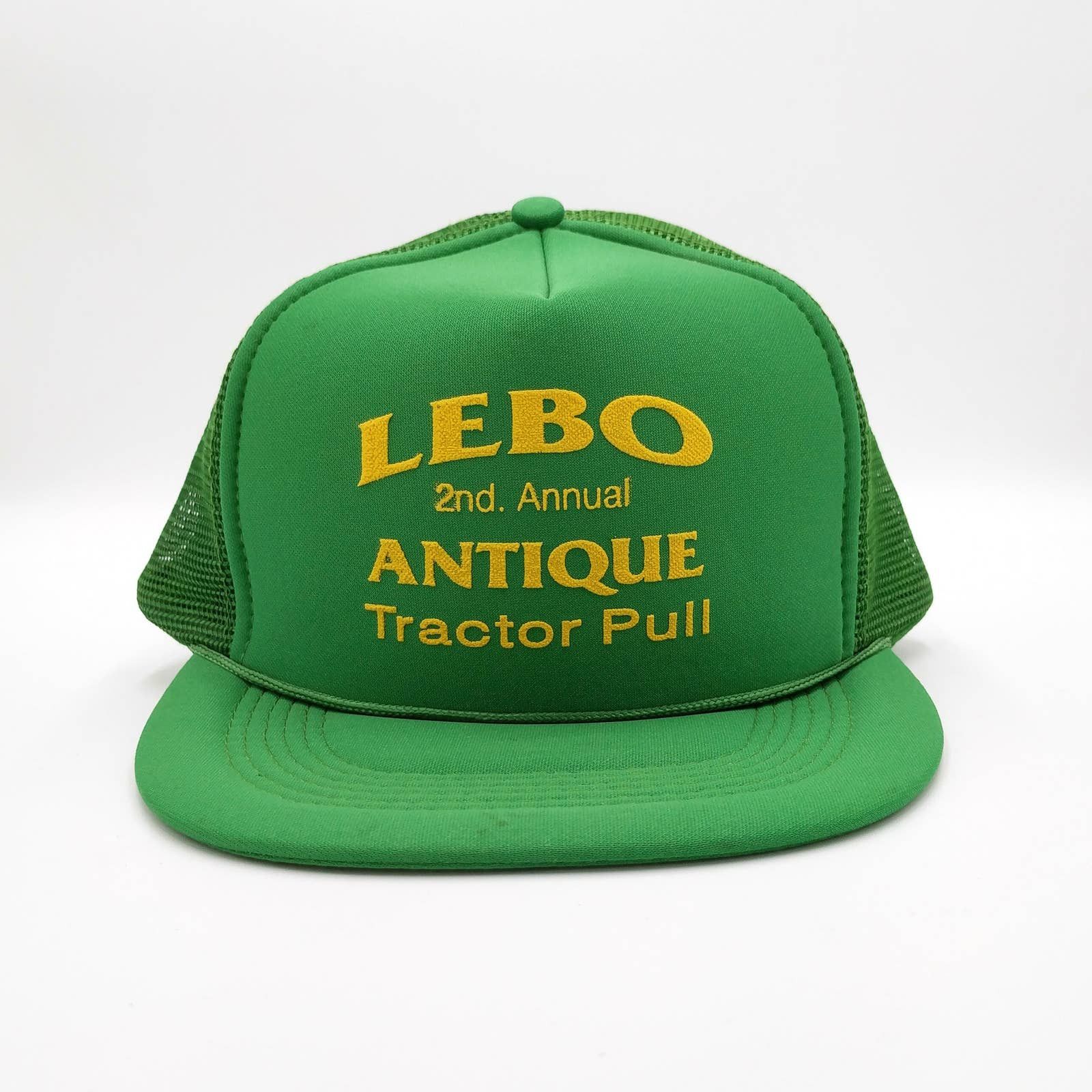 Vintage Vintage Lebo 2nd Annual Antique Tractor Pull Trucker Hat 80s Size ONE SIZE - 2 Thumbnail